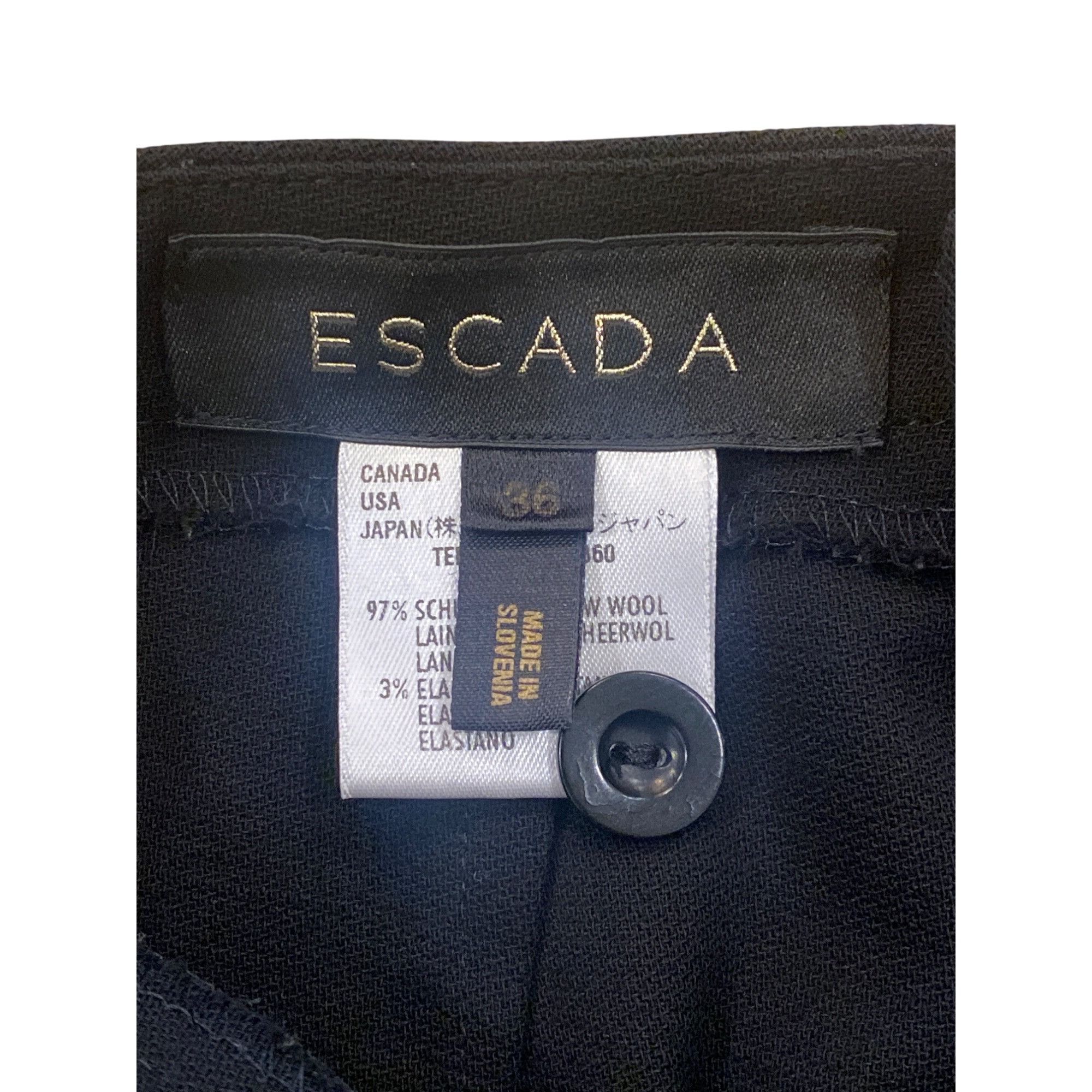 Escada Escada Wool High Rise Dress Pants 36 Small Black 30" inseam Size 26" / US 2 / IT 38 - 4 Thumbnail