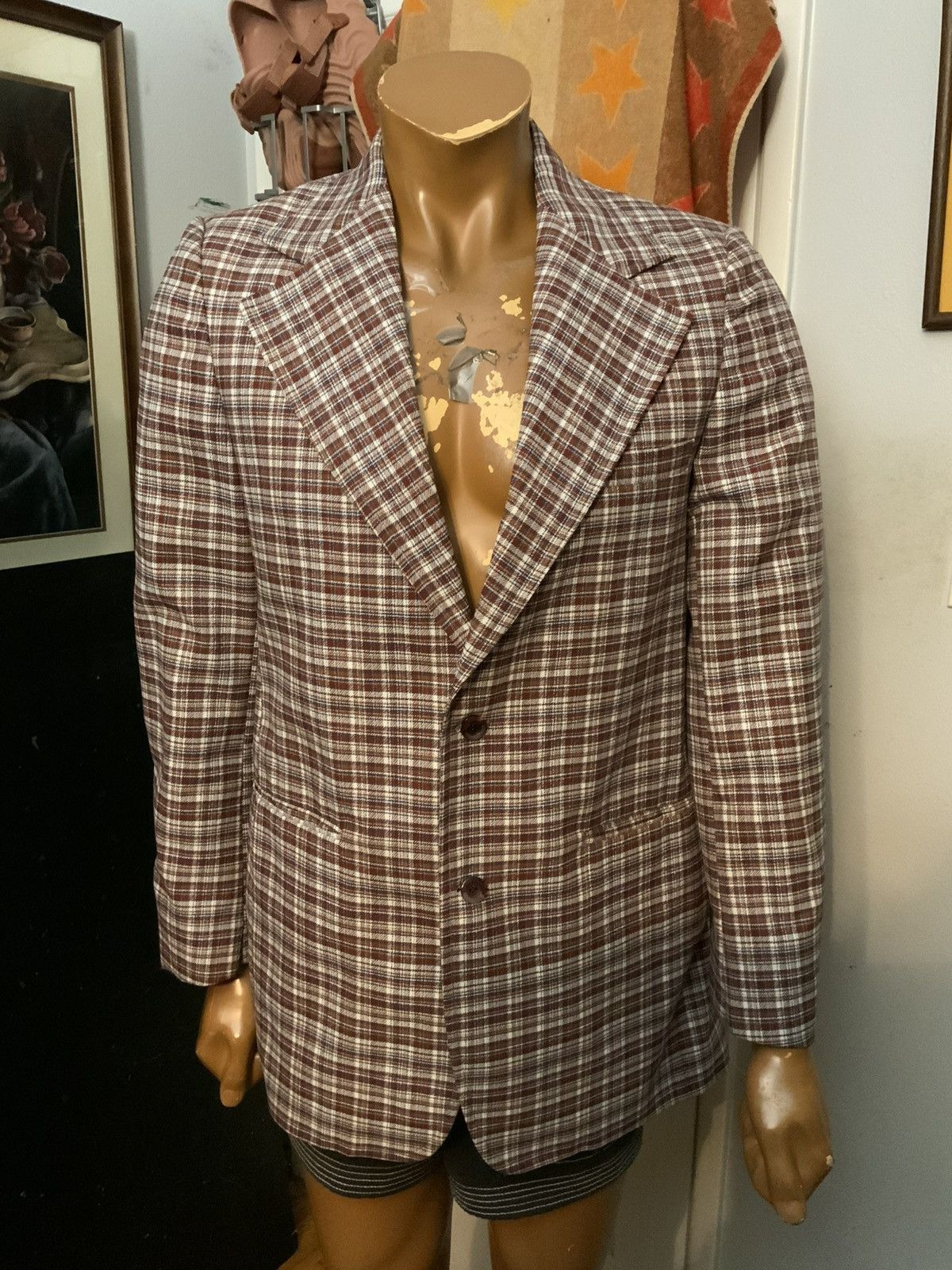 Vintage VTG 70s Towncraft JcPenney Polyester Plaid Blazer Jacket Size 40L - 7 Thumbnail