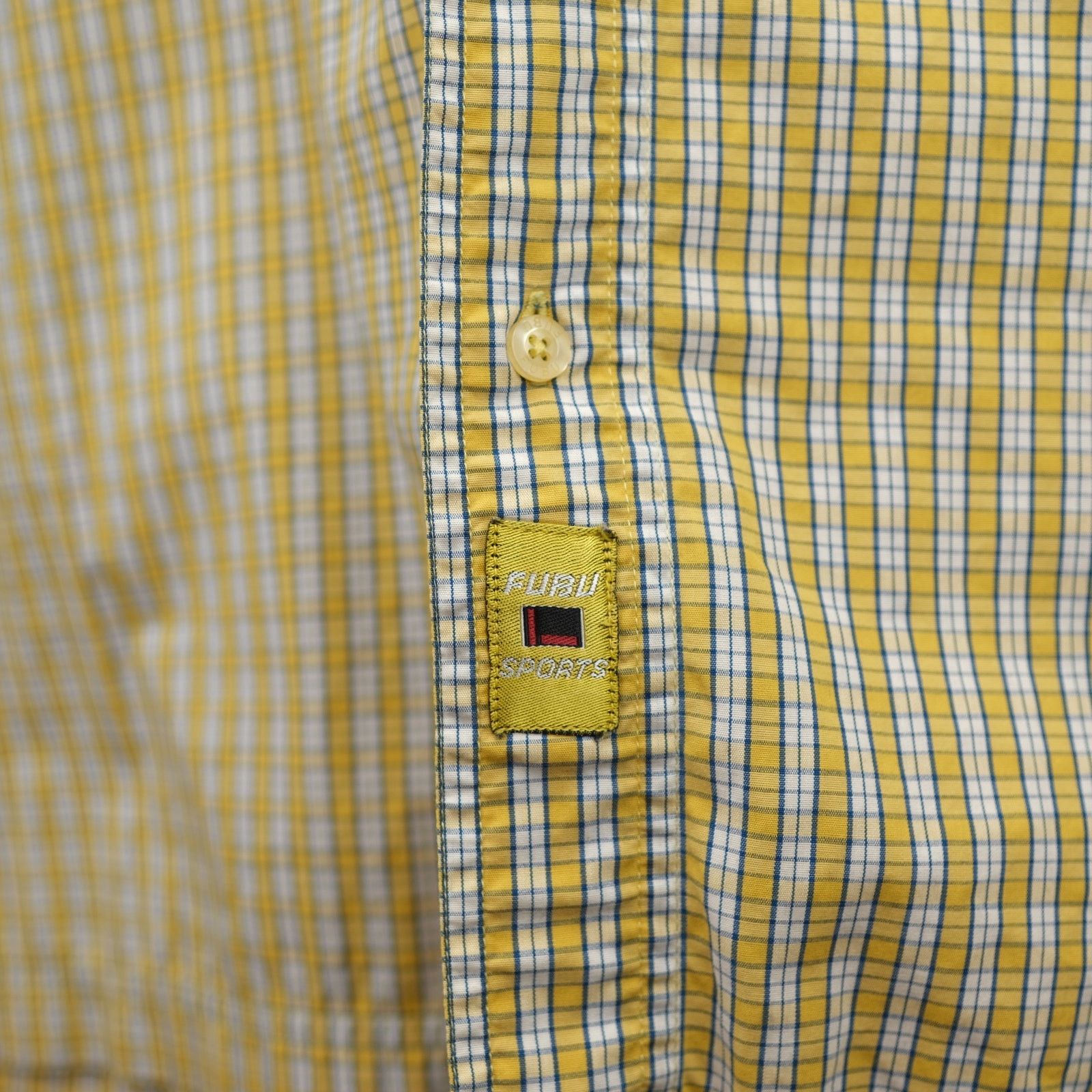 Fubu FUBU Y2K Men's Yellow Plaid S/S Button Down Shirt - Large Size US L / EU 52-54 / 3 - 2 Thumbnail