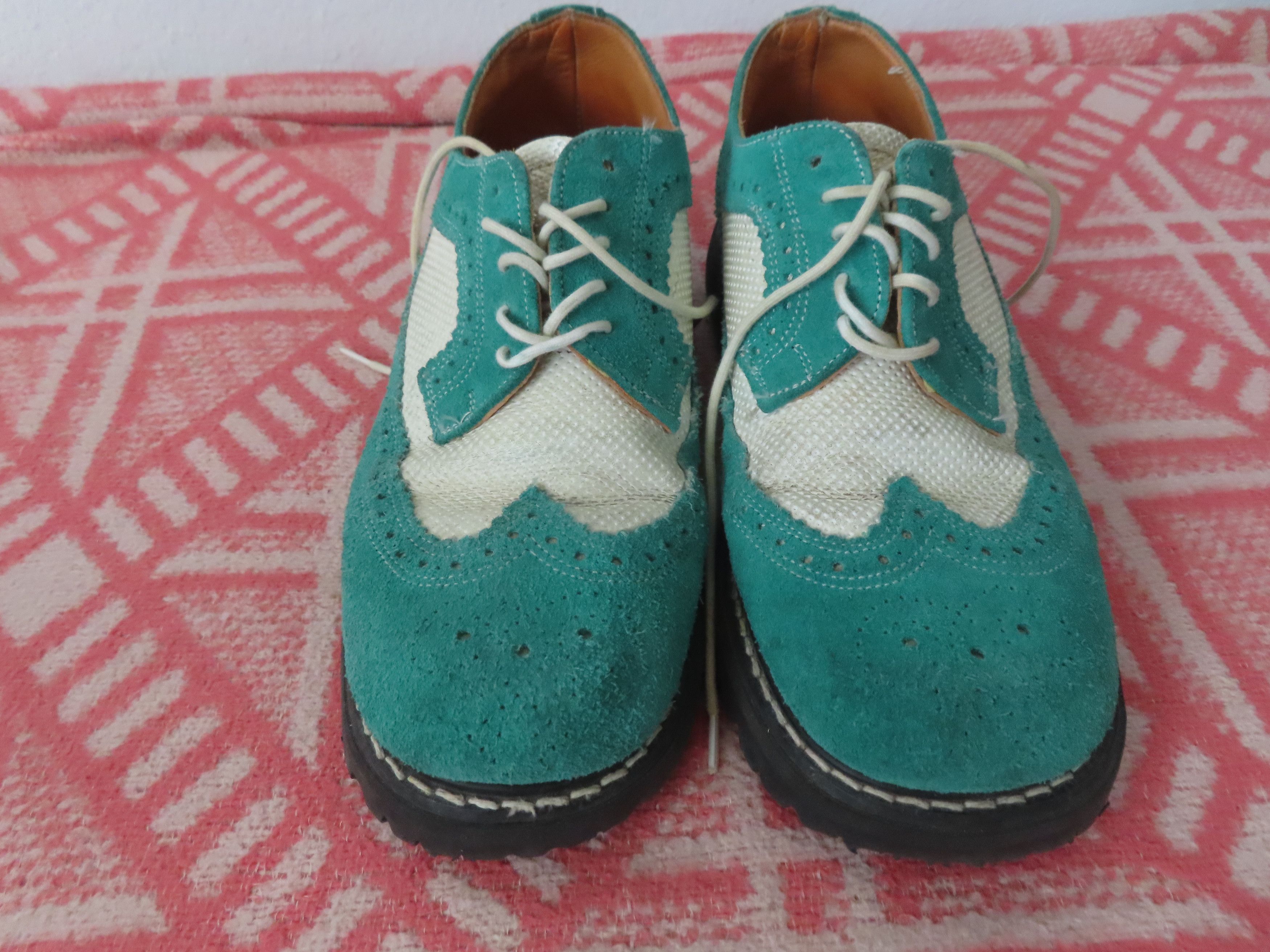 Designer × George Cox × Vintage Vintage green white Suede George Cox Shoes Size US 5 / EU 37 - 2 Thumbnail