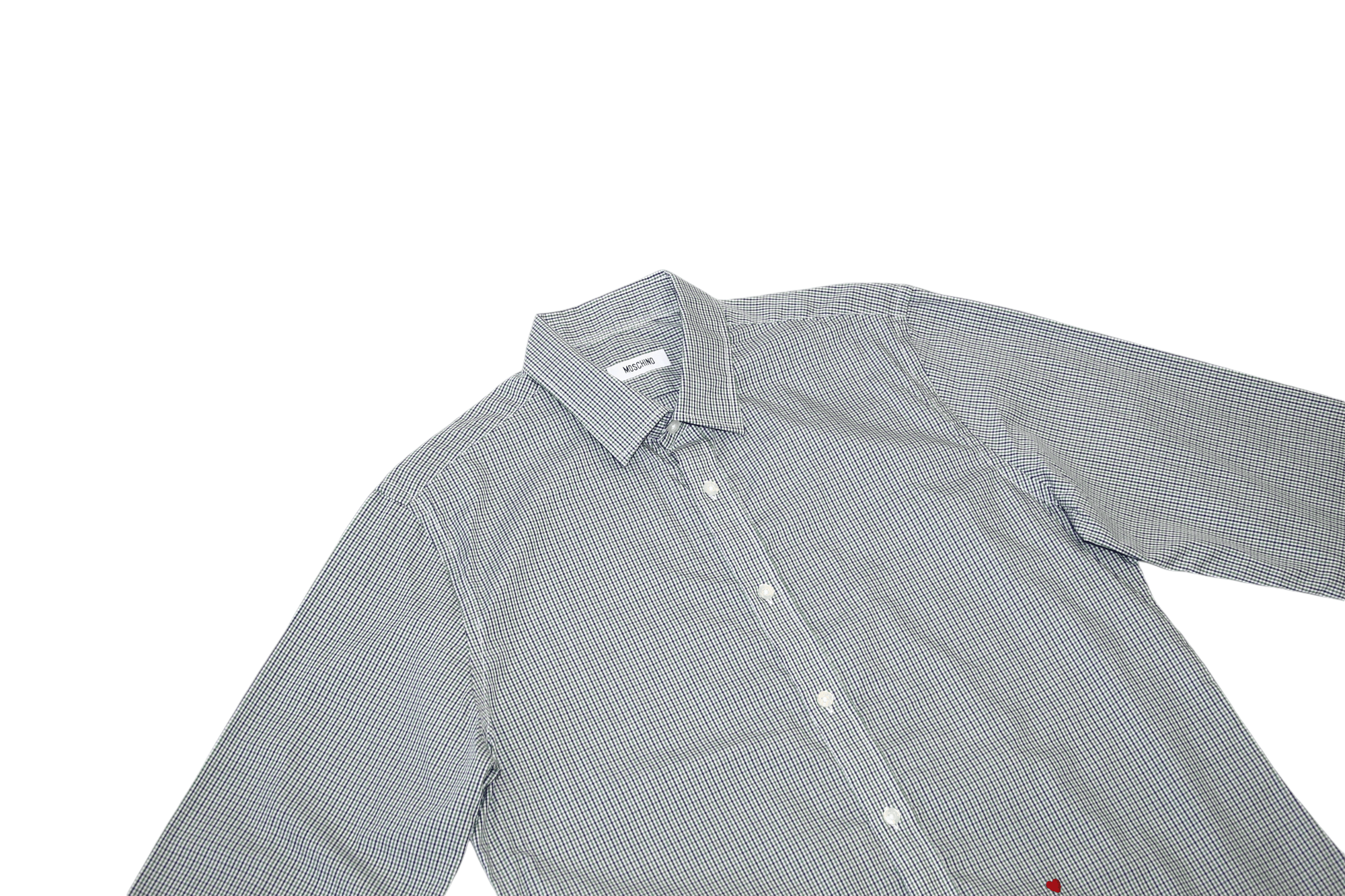 Moschino Moschino Slim Fit Heart Logo Checkered Egyptian Cotton Shirt Size US L / EU 52-54 / 3 - 2 Thumbnail