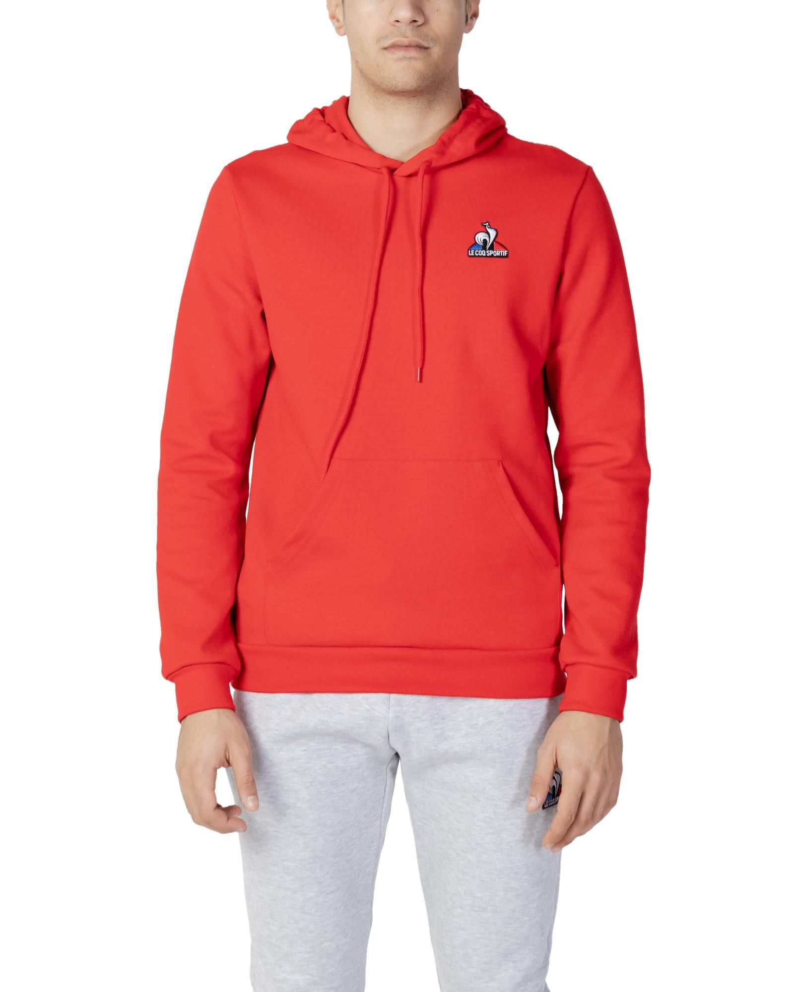 image of Le Coq Sportif Plain Hooded Sweatshirt in Red, Men's (Size XL)