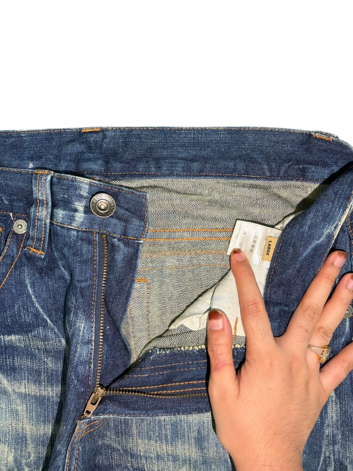 If Six Was Nine Vintage Japanese Brand Rusty Wash Distress Flare Jeans Size US 31 - 5 Thumbnail