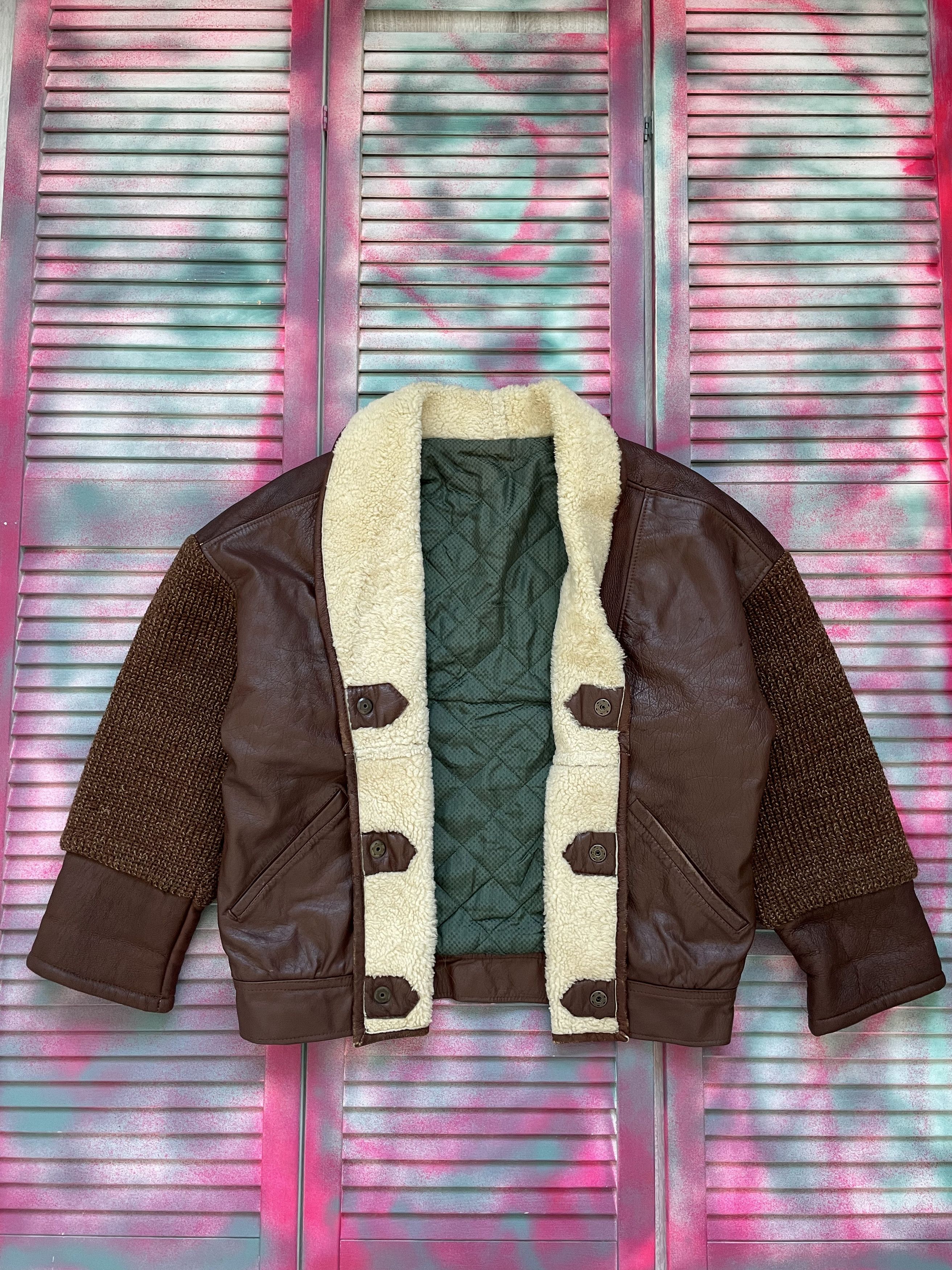 Le Grande Bleu (L.G.B.) Sherling Schott Bomber Style Leather Jacket Size US M / EU 48-50 / 2 - 1 Thumbnail