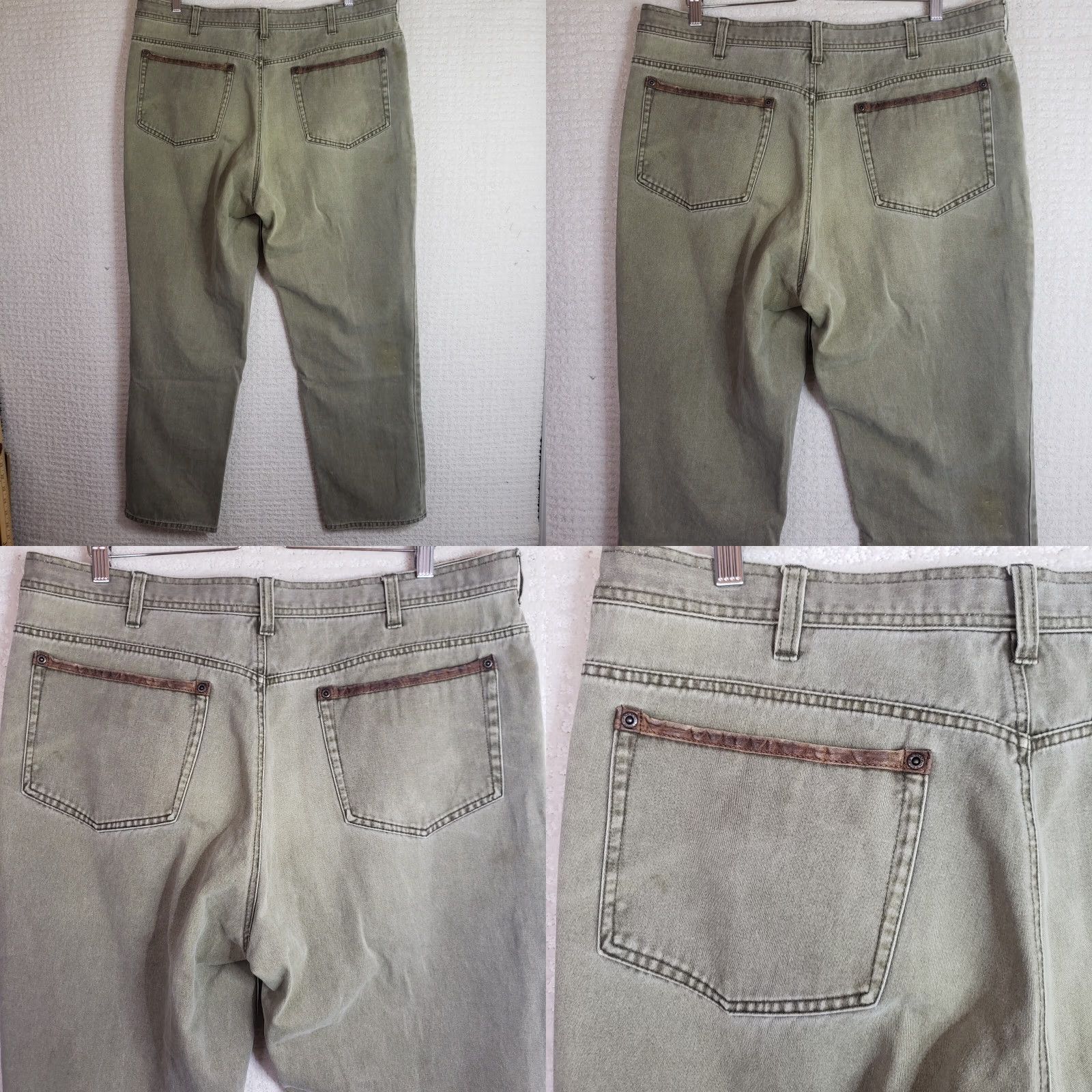 Orvis Orvis Pants Men 40x31 Olive Green 5-Pocket Leather Trim Denim Pants Jeans Straight Leg Size US 40 / EU 56 - 9 Thumbnail