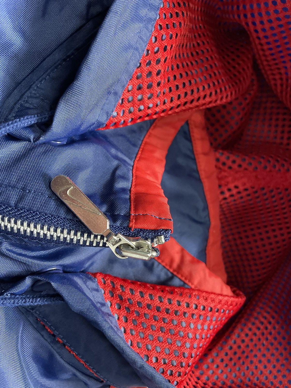 Nike × Vintage Vintage 90's Nike Big Swoosh Logo Drill Y2K Nylon Jacket Size US XL / EU 56 / 4 - 7 Thumbnail