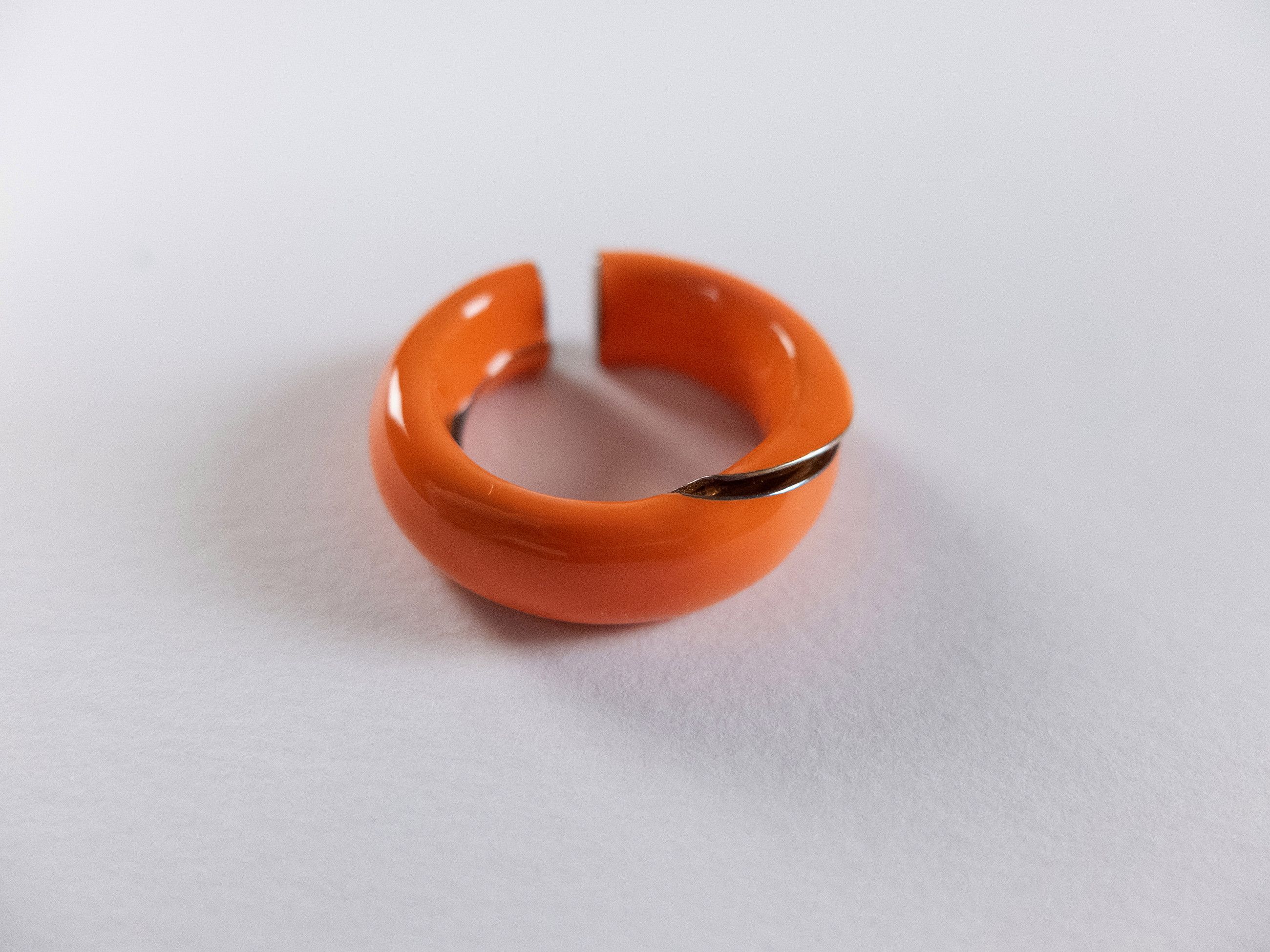 Bottega Veneta BOTTEGA VENETA Fold orange ring enamel & silver ring 19 q Size ONE SIZE - 2 Thumbnail