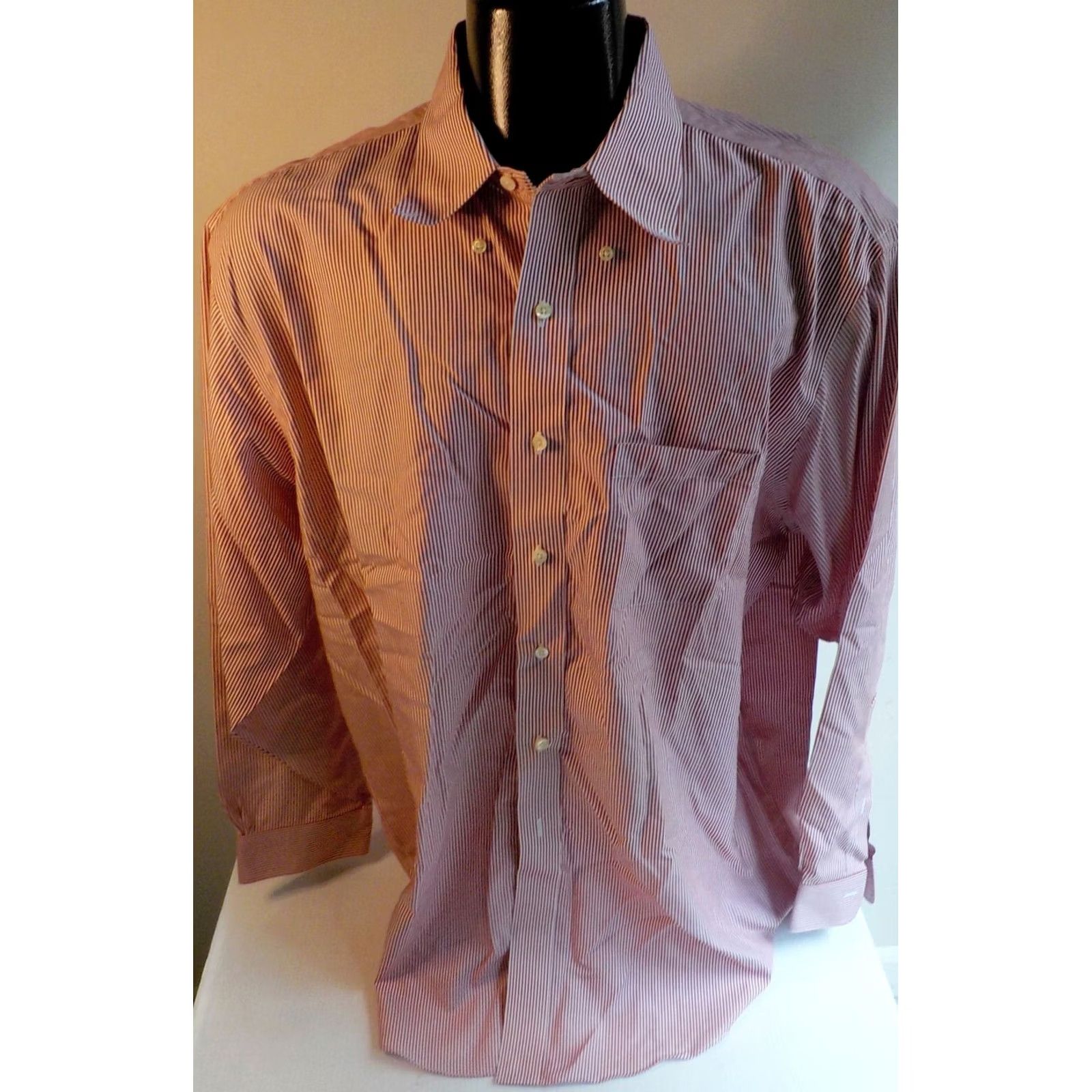 Brooks Brothers Brooks Brothers Striped Button Down Shirt Red/White 100% Cotton SZ 17.5 Dress Shirt Mens Regular Non-Iron Button-Down Collar Size US XXL / EU 58 / 5 - 2 Thumbnail