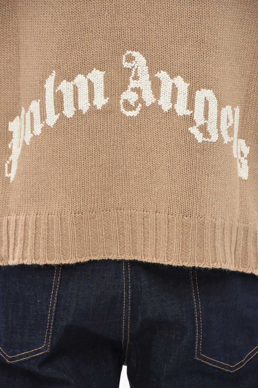 og1mm0326 Wool-Blend Crewneck Sweater in Beige