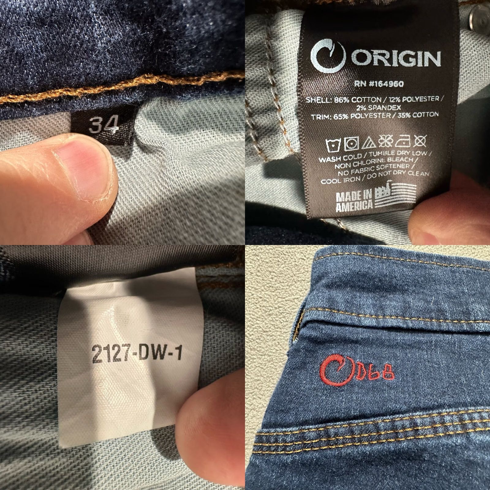 Vintage Origin Jeans Mens 34 Blue Denim Slim Fit Dark Wash Hemmed READ Size US 33 - 8 Thumbnail