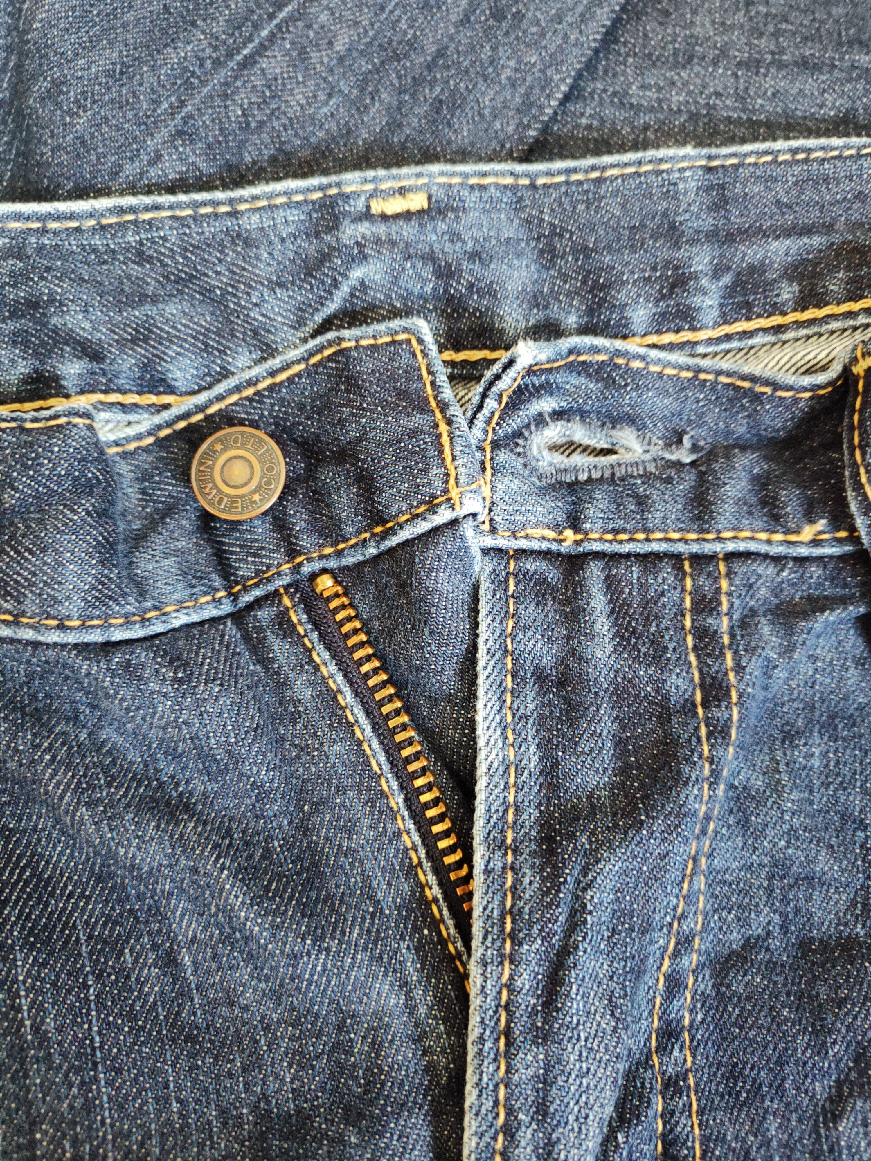 Edwin Edwin Dark Blue Distressed Ripped Jeans #S2661 Size US 33 - 15 Thumbnail