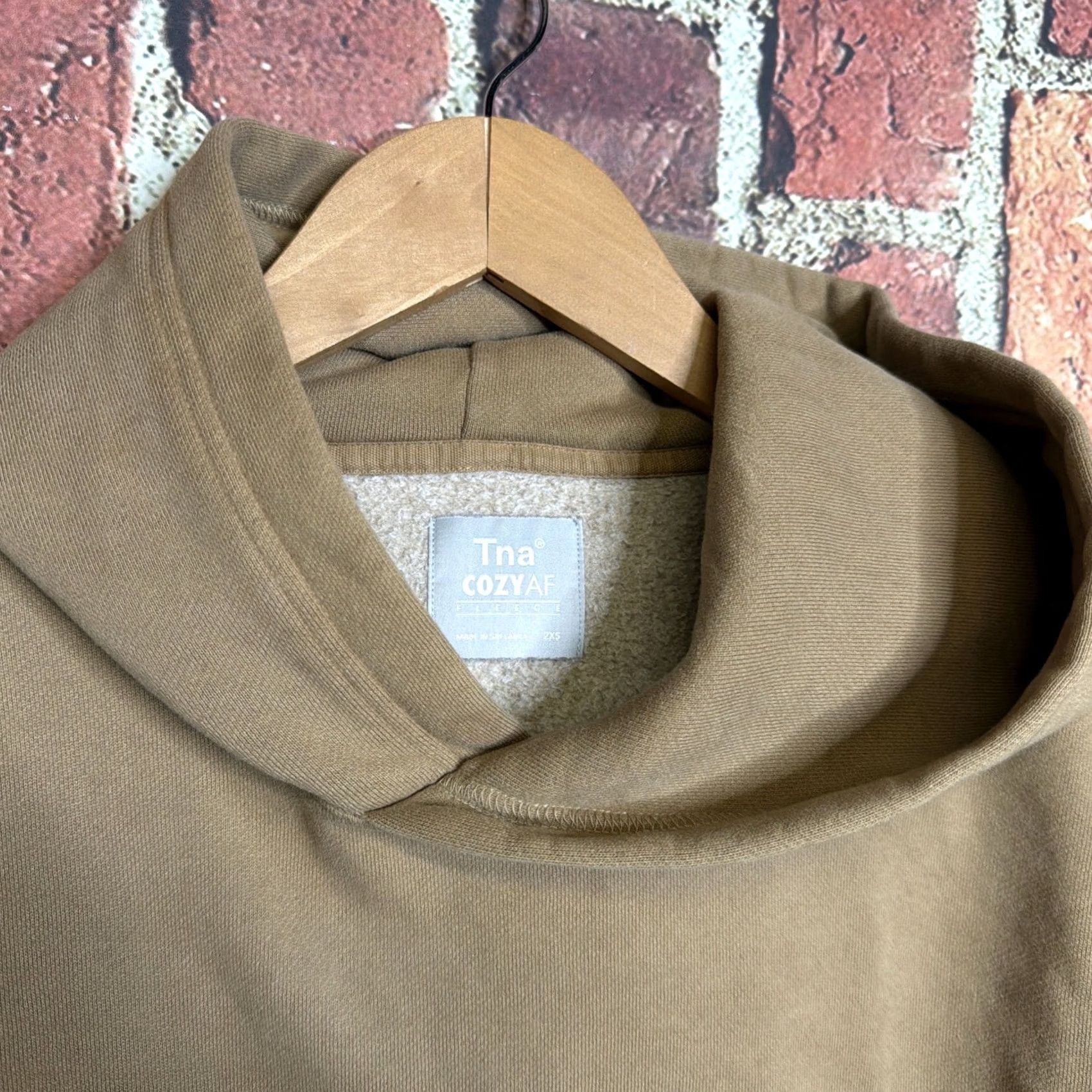TNA TNA Cozy AF Sweater Hoodie Beige Womens 2XS Fleece Logo Pocket Pullover Hoodie Regular Size Regular Womens Men’s not applicable Size XXS / US 00 / IT 34 - 2 Thumbnail