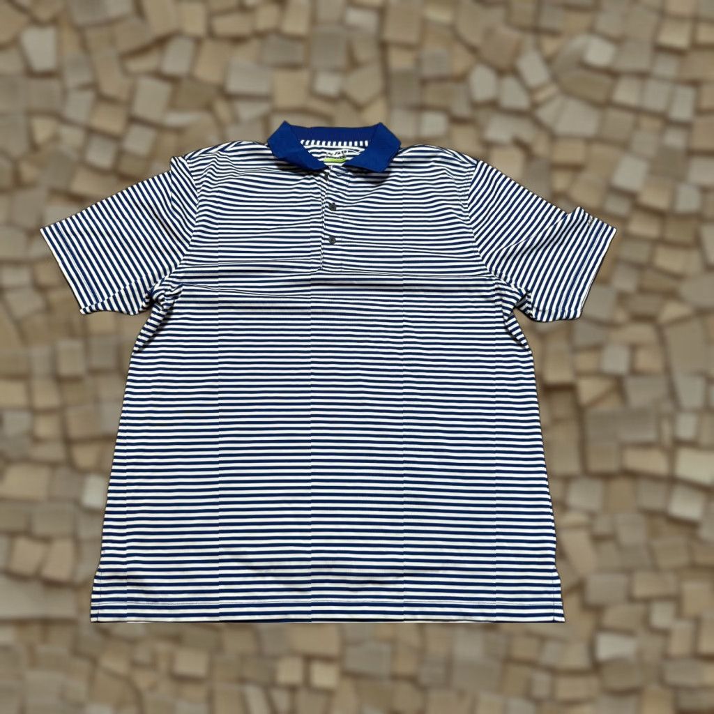 Izod IZOD Shirt Men's Size Medium White Blue Striped Polo Golf Performance Shirt Size US M / EU 48-50 / 2 - 1 Thumbnail