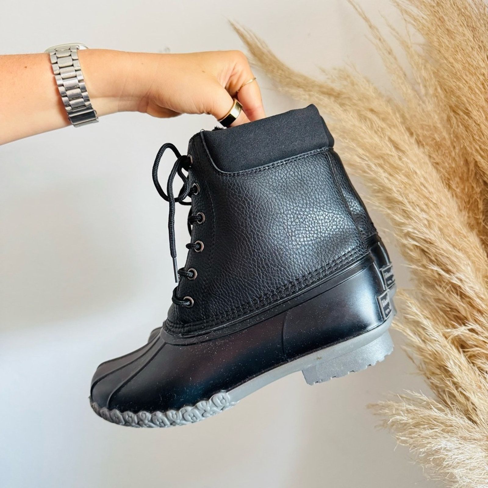 Weatherproof WEATHERPROOF Black Leather Rubber Snow Rain Ankle Boots Shoe Size US 9.5 / IT 39.5 - 9 Thumbnail