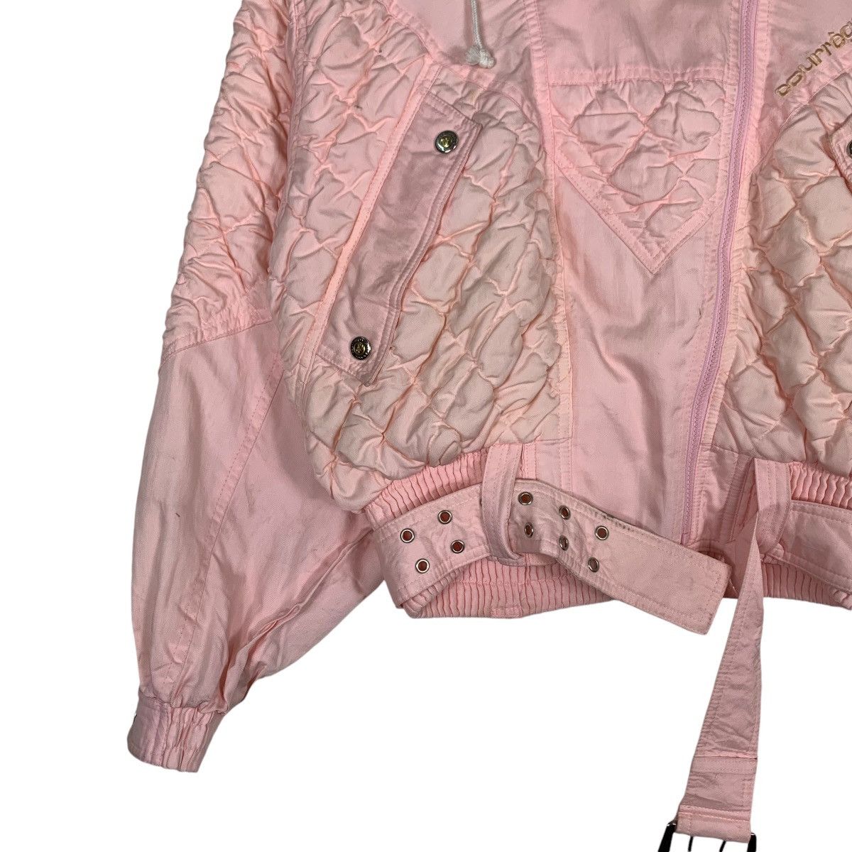 Courreges COURREGES Fur Hoodie Pink Belted Crop Jacket #1230-C56 Size S / US 4 / IT 40 - 3 Thumbnail