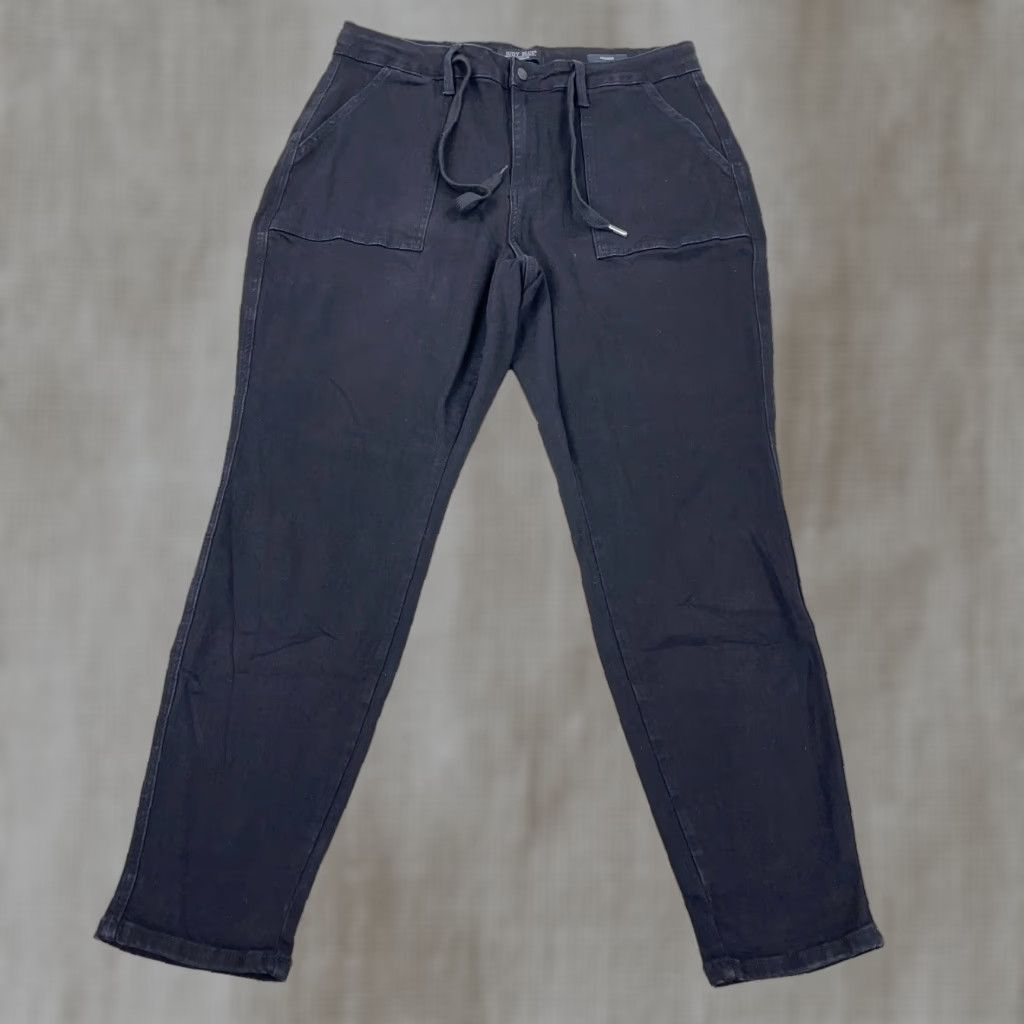 Denime Judy Blue Jeans Women 16W Black Denim Jogger Pants Drawstring Garment Dyed Pant Size 38" / US 16 / IT 52 - 1 Thumbnail
