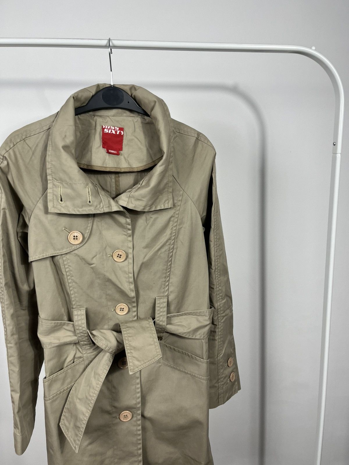Miss Sixty Miss Sixty Women Beige Trench Coat XS Belted Buttoned Jacket Size XS / US 0-2 / IT 36-38 - 3 Thumbnail