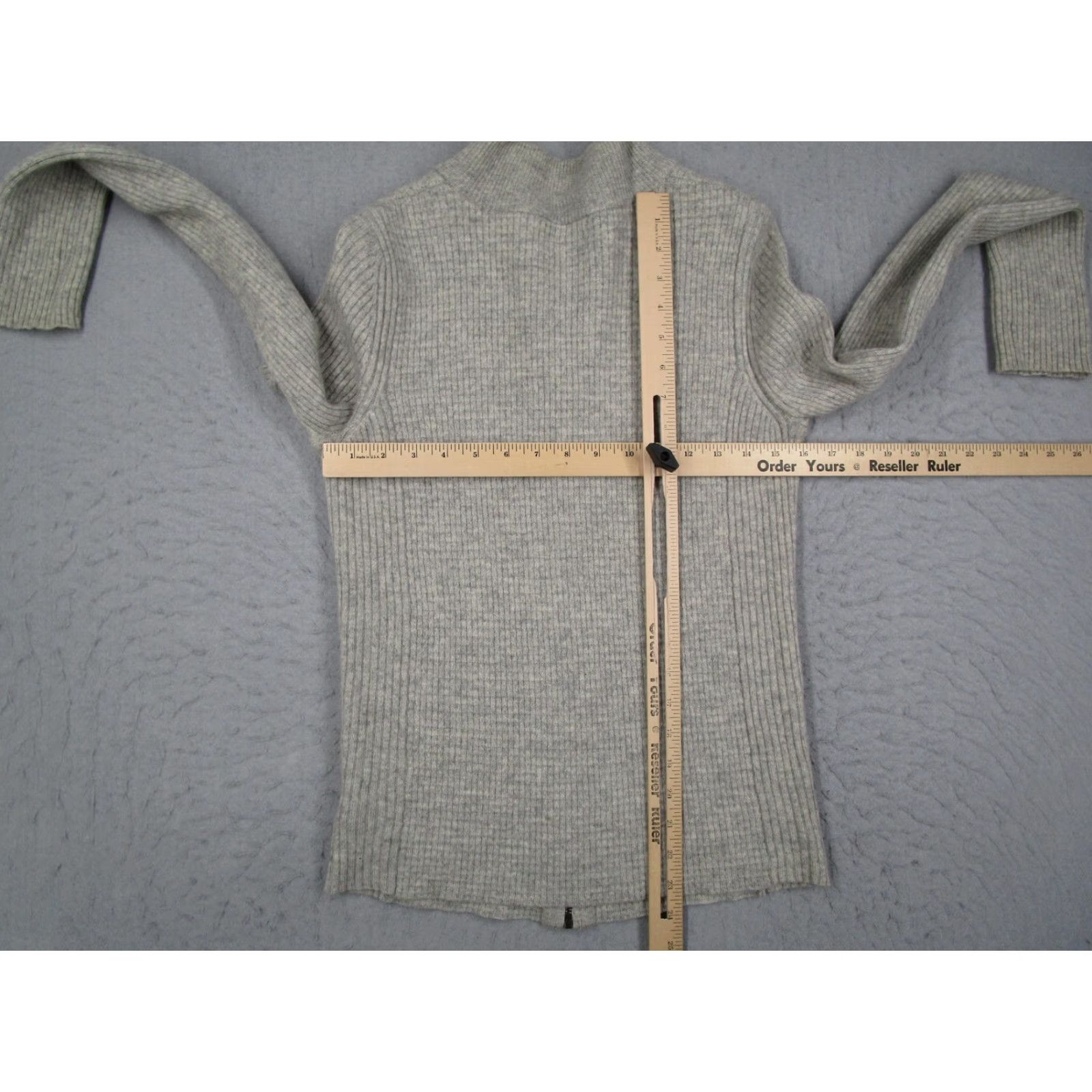 Velvet Velvet by Graham & Spencer Sweater Womens Small Gray 100% Cashmere Full Zip Knit Size S / US 4 / IT 40 - 6 Thumbnail