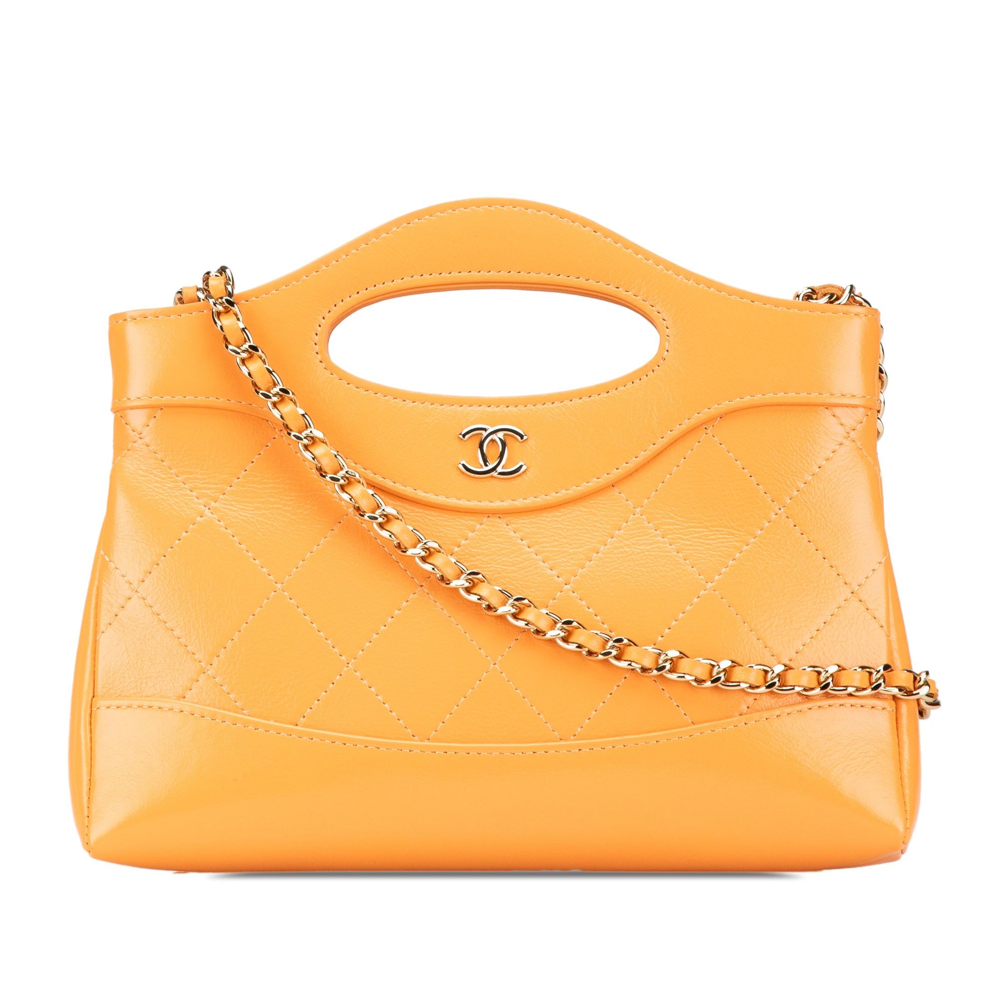Chanel Chanel Nano Shiny Crumpled Calfskin 31 Shopping Bag Orange Size ONE SIZE - 1 Thumbnail