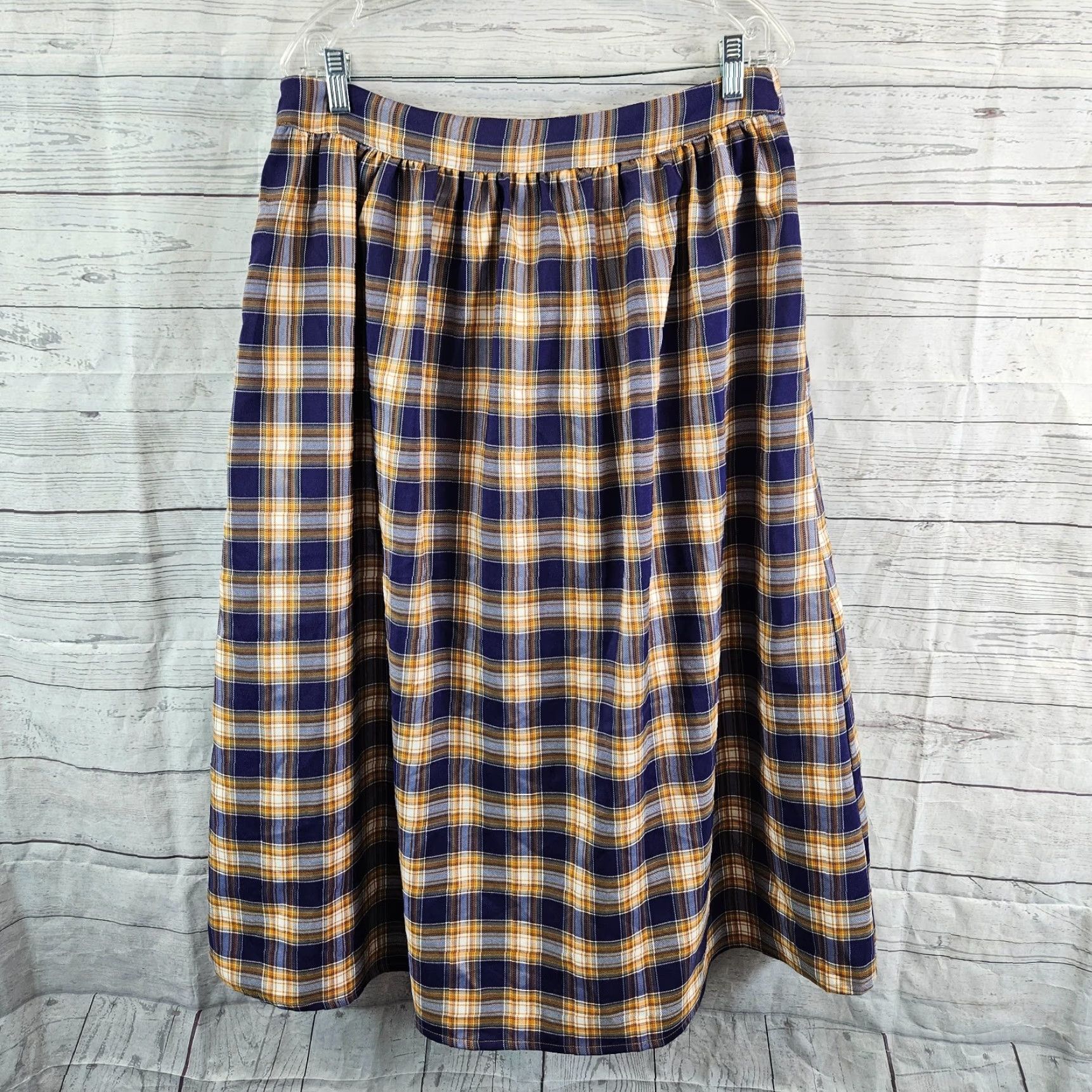 Vintage VINTAGE? Alice's Pig Womens Skirt Sz 12 Purple Plaid Pocket Side Zip Midi A-Line Size 34" / US 12 / IT 48 - 4 Thumbnail