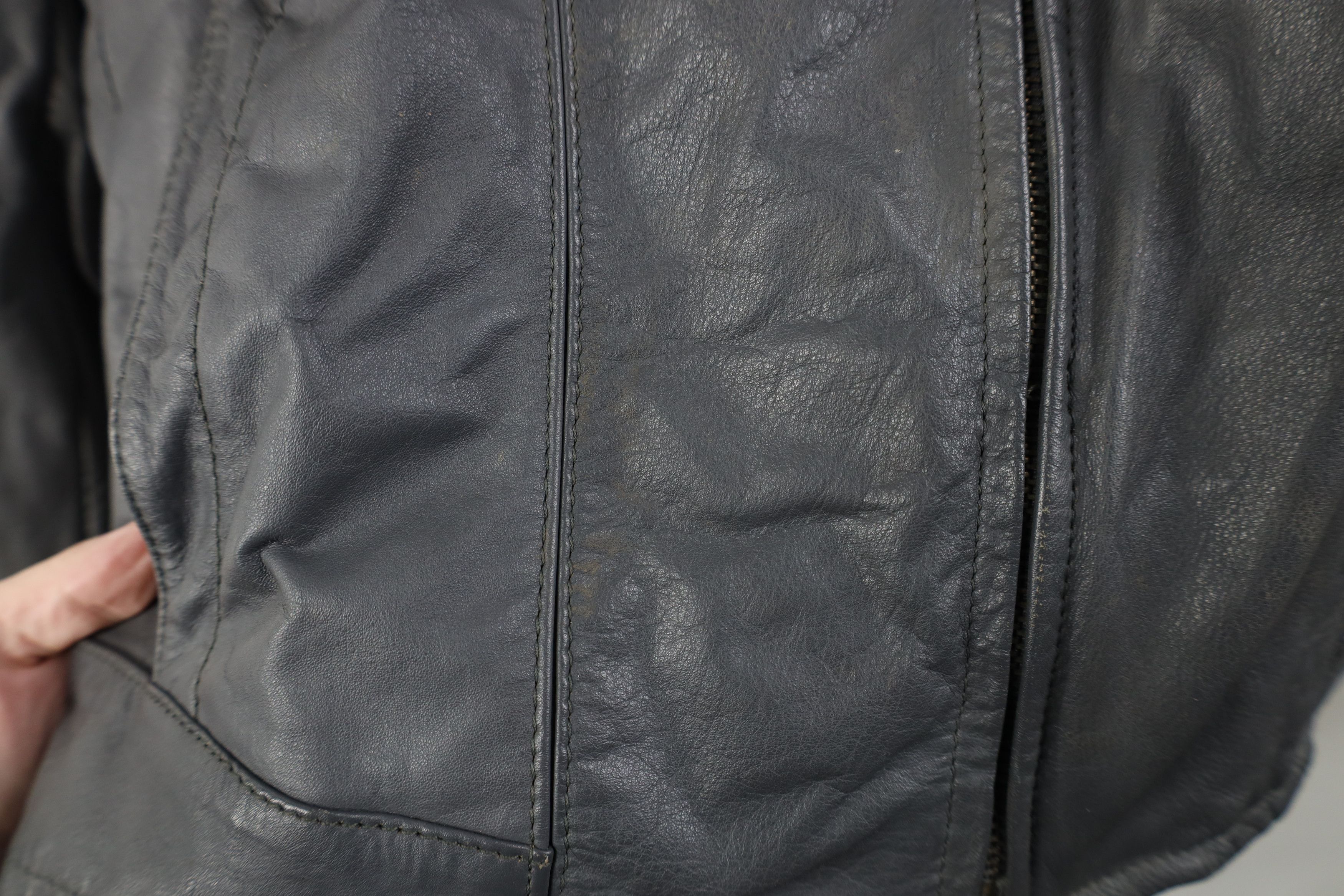 Vintage Vintage 80s 90s Streetwear Leather Racer Bomber Jacket Gray Size US XL / EU 56 / 4 - 7 Thumbnail
