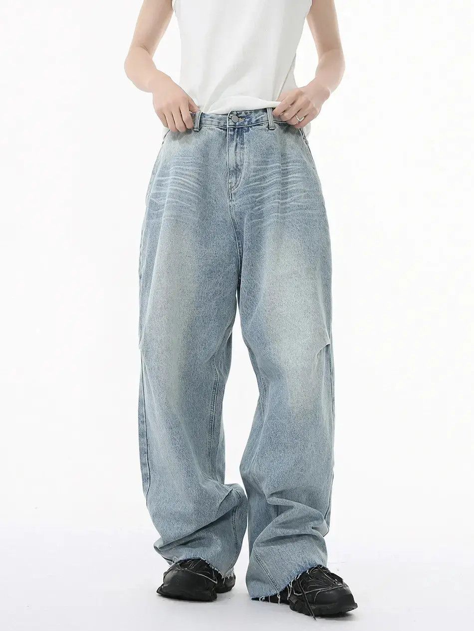 Japanese Brand Retro loose washed wide leg jeans Size US 32 / EU 48 - 6 Thumbnail
