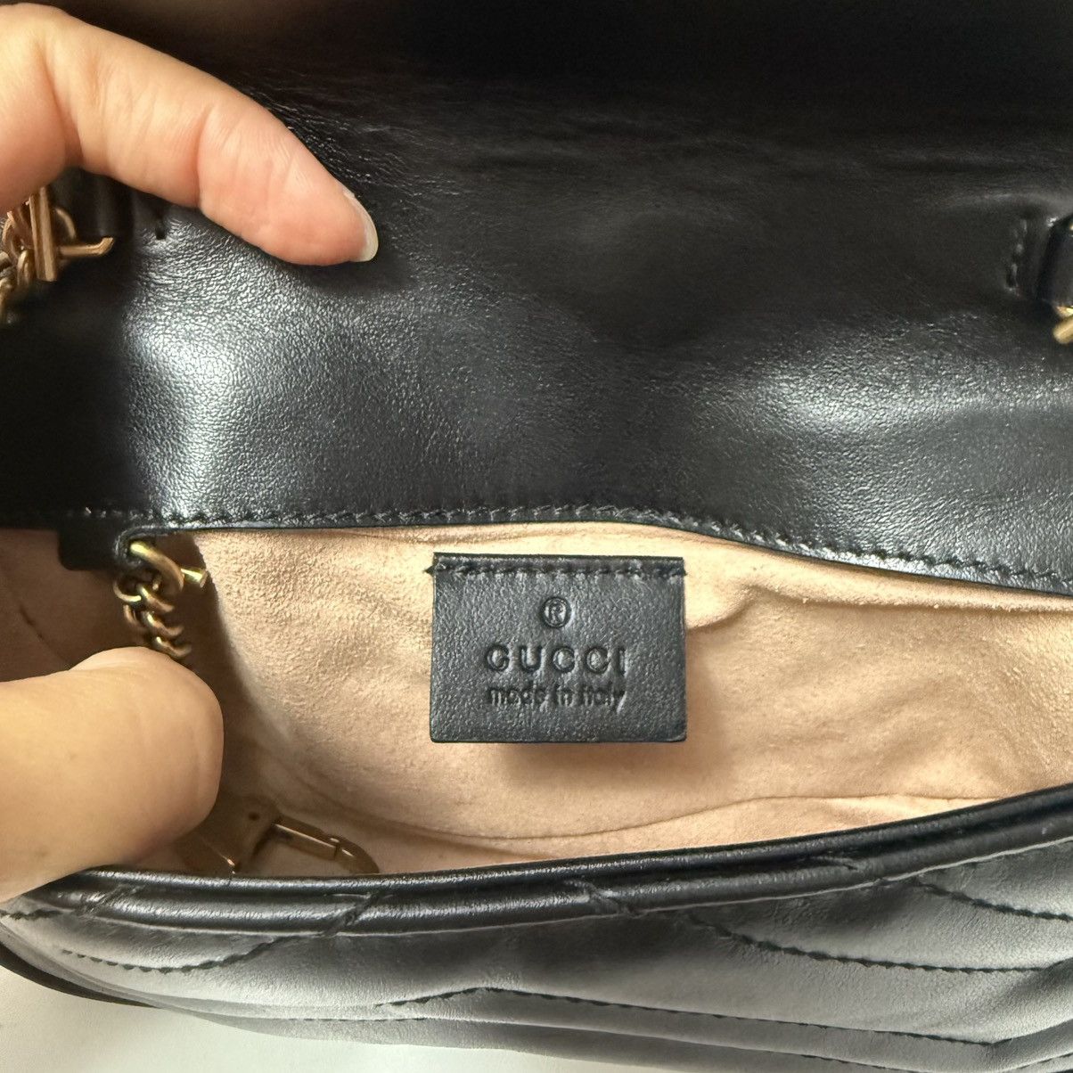 Gucci Gucci GG Marmont Matelasse Leather Black Super Mini Bag Size ONE SIZE - 10 Thumbnail