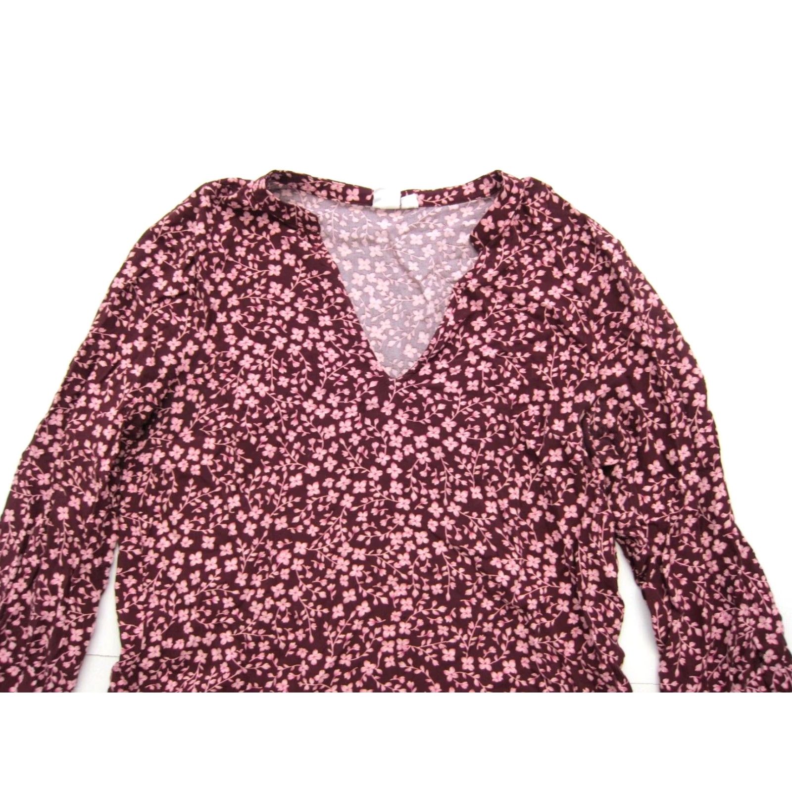 Gap Gap Pink Floral 100% Rayon Long Sleeve Peasant Tunic Sun Dress Women M Size M / US 6-8 / IT 42-44 - 3 Thumbnail