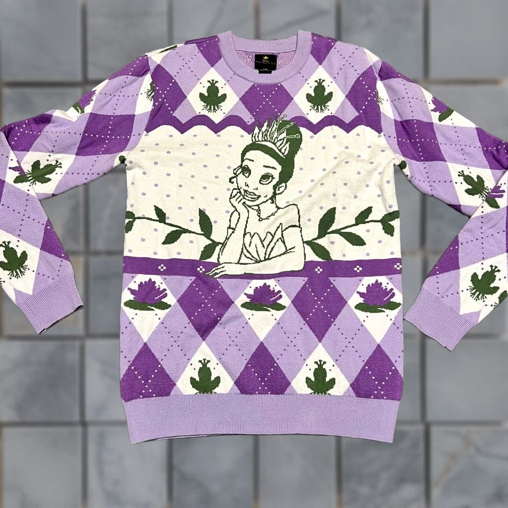 Disney Disney Princess Tiana Princess & the Frog Argyle Sweater Purple Womens XXS Size XXS / US 00 / IT 34 - 1 Thumbnail