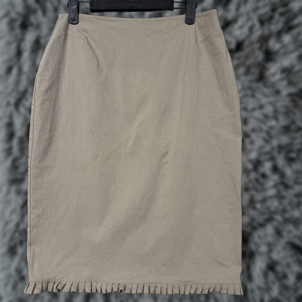 Express VINTAGE Express Skirt 7/8 Beige Pencil Ruffle Workwear Office Size 28" / US 6 / IT 42 - 1 Thumbnail