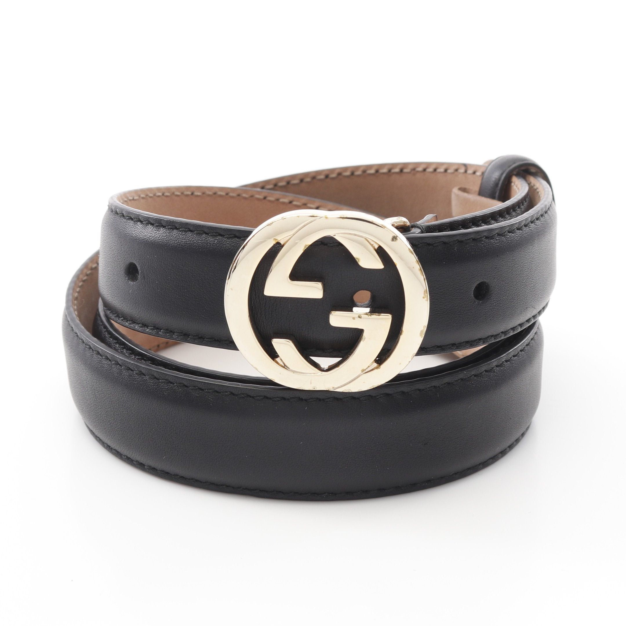 Gucci Gucci Interlocking G Belt Leather Black Size ONE SIZE - 1 Thumbnail
