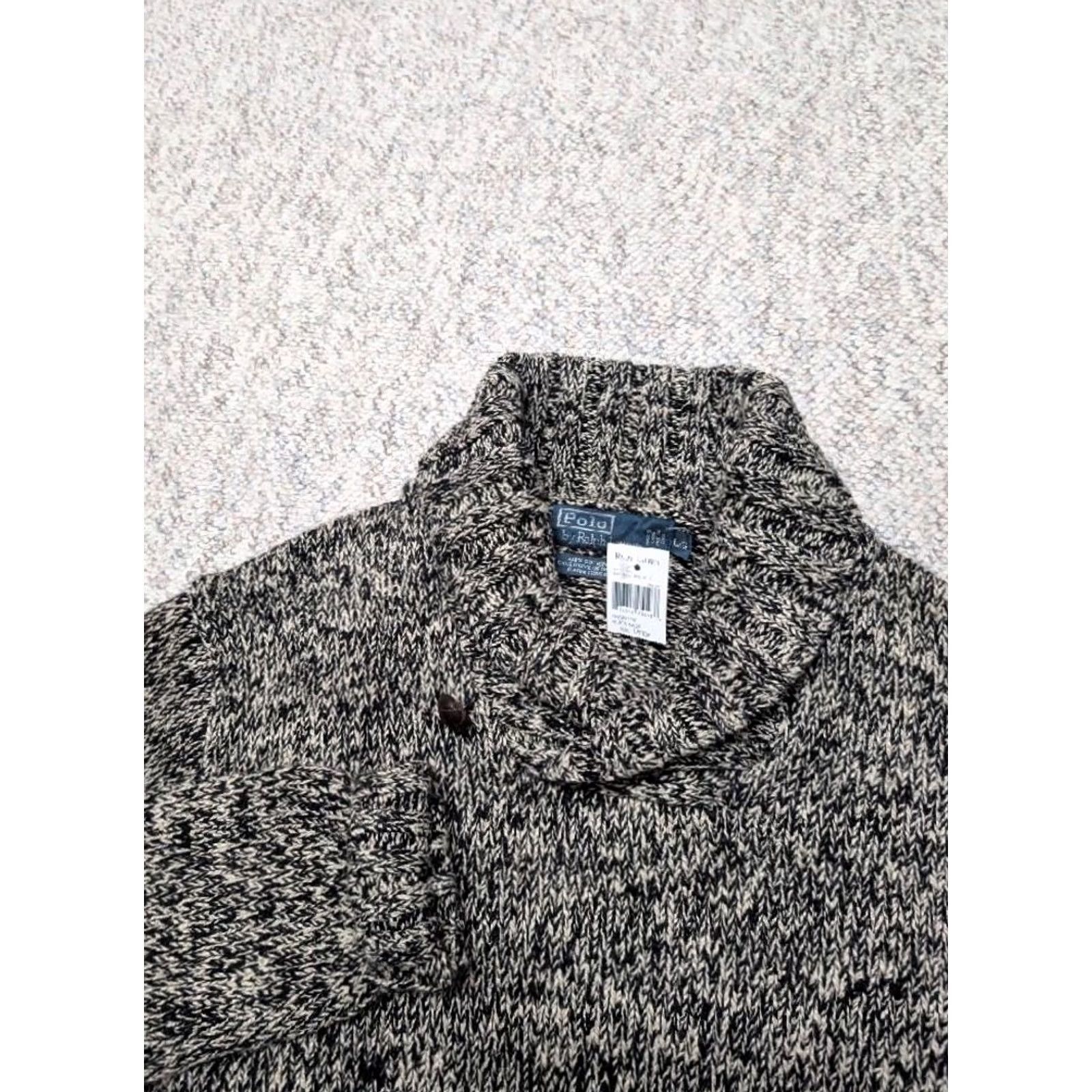 Polo Ralph Lauren VINTAGE Polo Ralph Lauren Raglan Sweater L Mens Black/Off-White Shawl 1990s NSW NOS Size US L / EU 52-54 / 3 - 2 Thumbnail