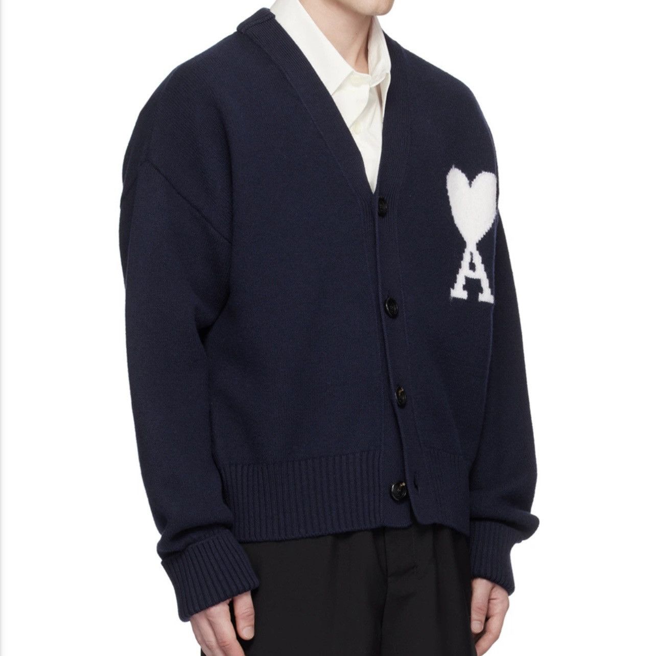 AMI AMI Paris Navy Ami de Cœur Cardigan Size Large Size US L / EU 52-54 / 3 - 2 Thumbnail