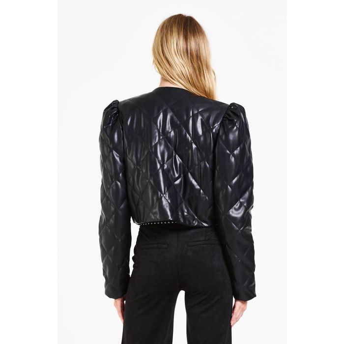 Designer DEAR JOHN DENIM Olympia Leather Puff Sleeve Jacket In Black ...