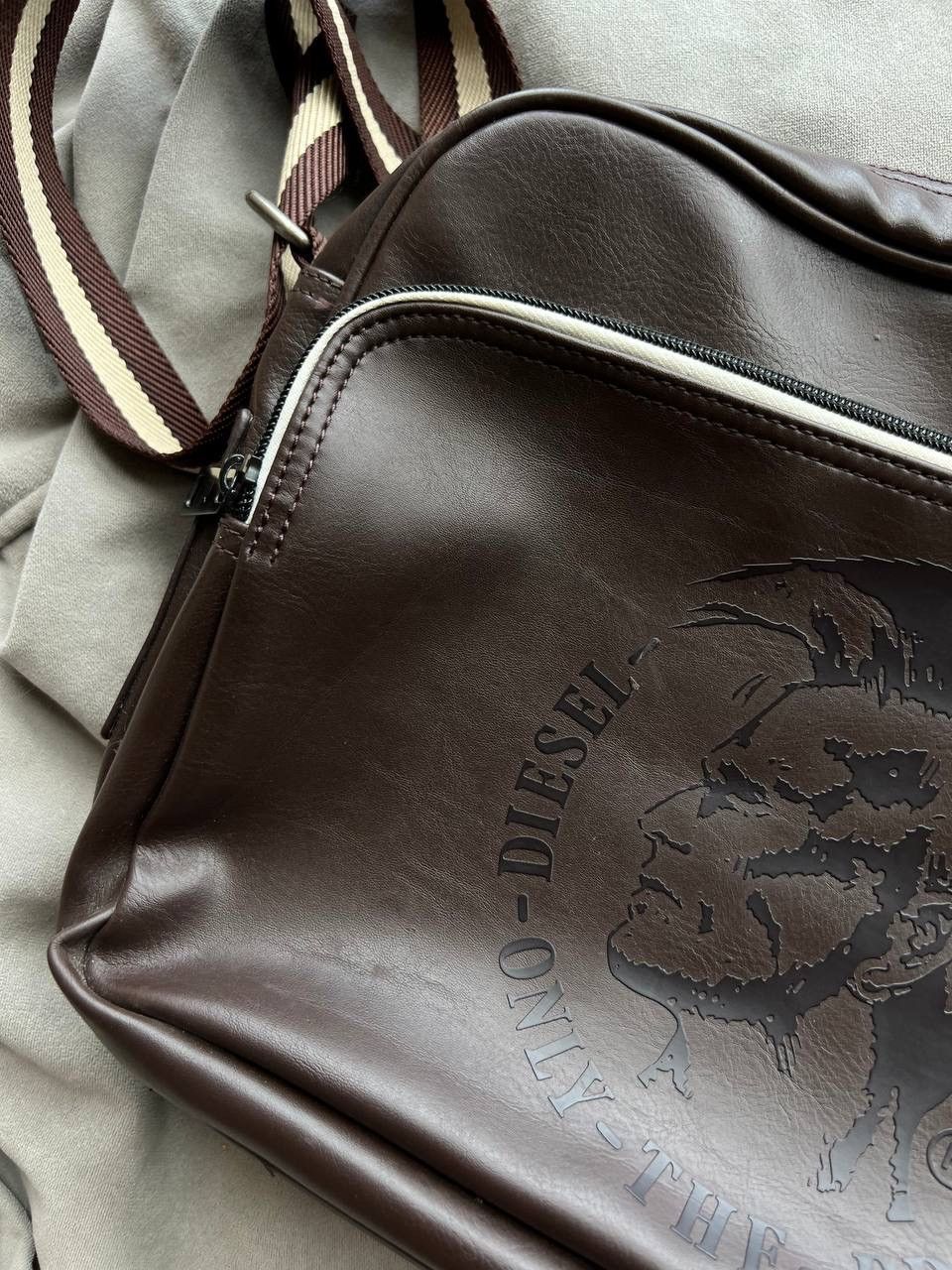 Diesel Diesel Leather Shoulder Bag Brown Big Logo Vintage Size ONE SIZE - 18 Thumbnail