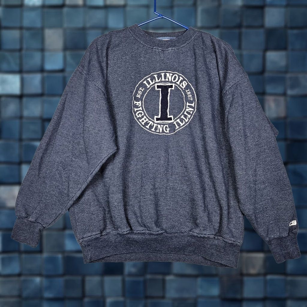 Vintage VINTAGE CARLBE SPORTS University of Illinois Fighting Illini Crewneck Sweatshirt XL BLUE Mens Long Sleeve Jersey Cotton Polyester Size US XL / EU 56 / 4 - 1 Thumbnail