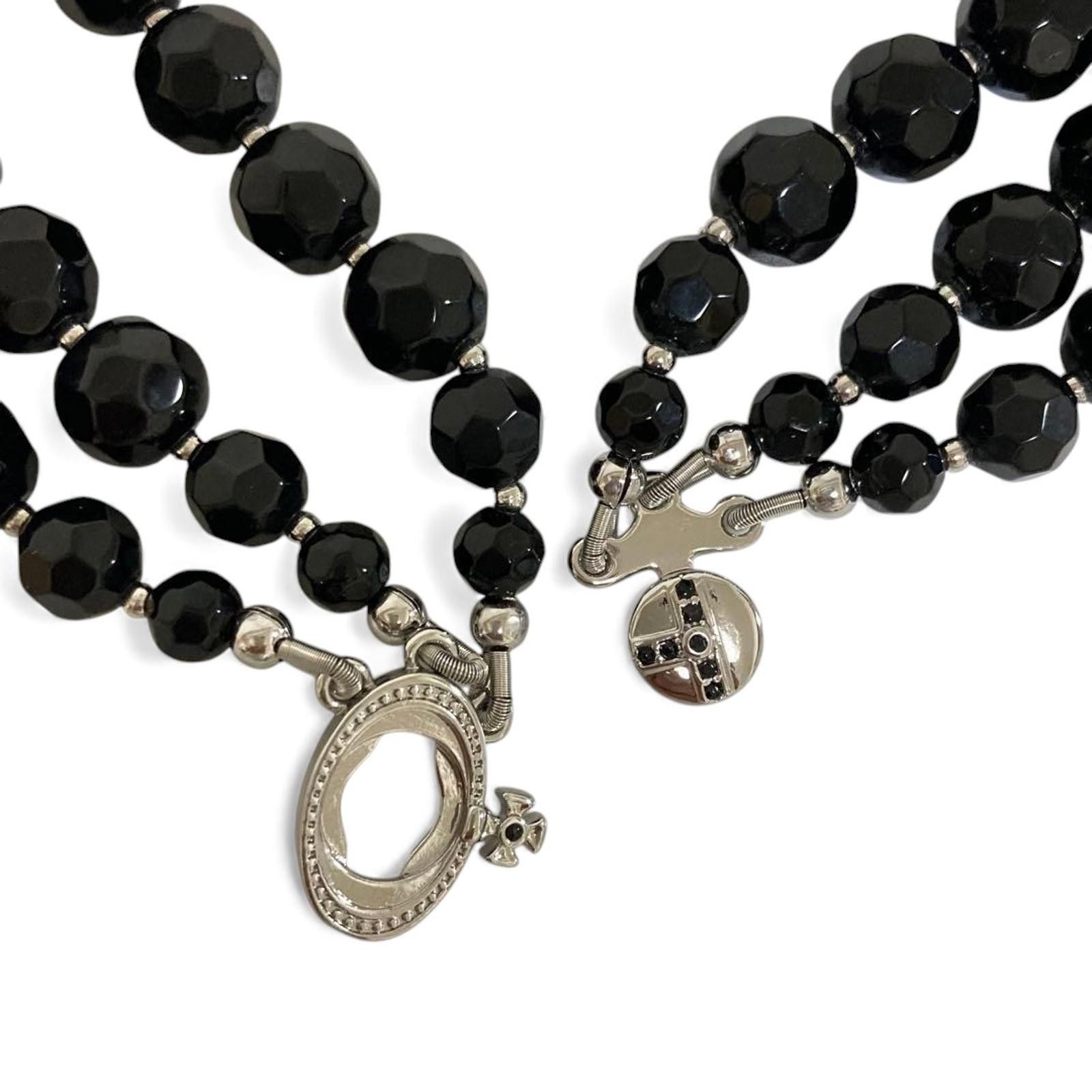 Vivienne Westwood Vivienne Westwood - Black Beaded Orb Necklace with Crossed S Size ONE SIZE - 5 Thumbnail