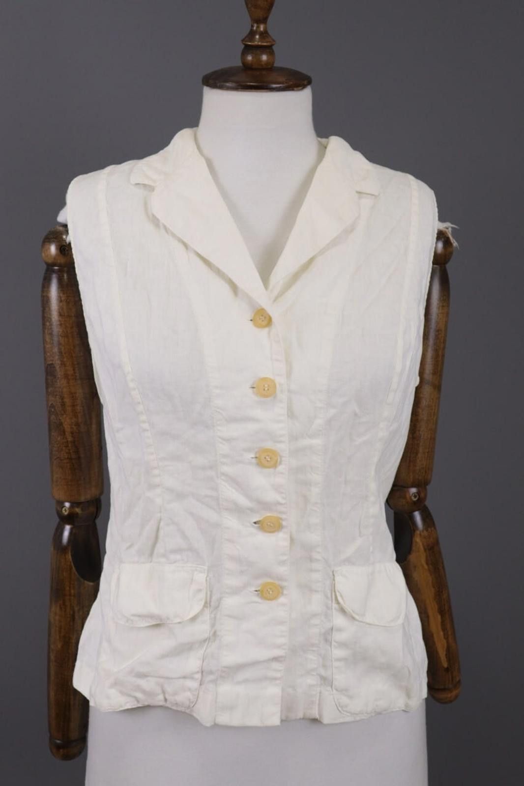 120% Lino 120% Lino White Linen Vest Cardigan Sweater Size 44 Size M / US 6-8 / IT 42-44 - 1 Thumbnail