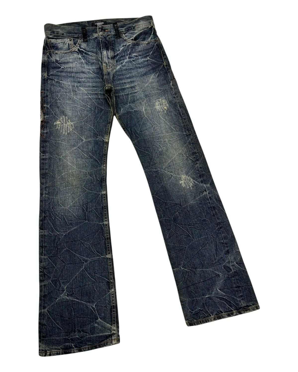 Tornado Mart 🔥TORNADO MART TRIBAL EMBROIDERY CUSTOM MADE FLARED JEANS Size US 32 / EU 48 - 4 Thumbnail