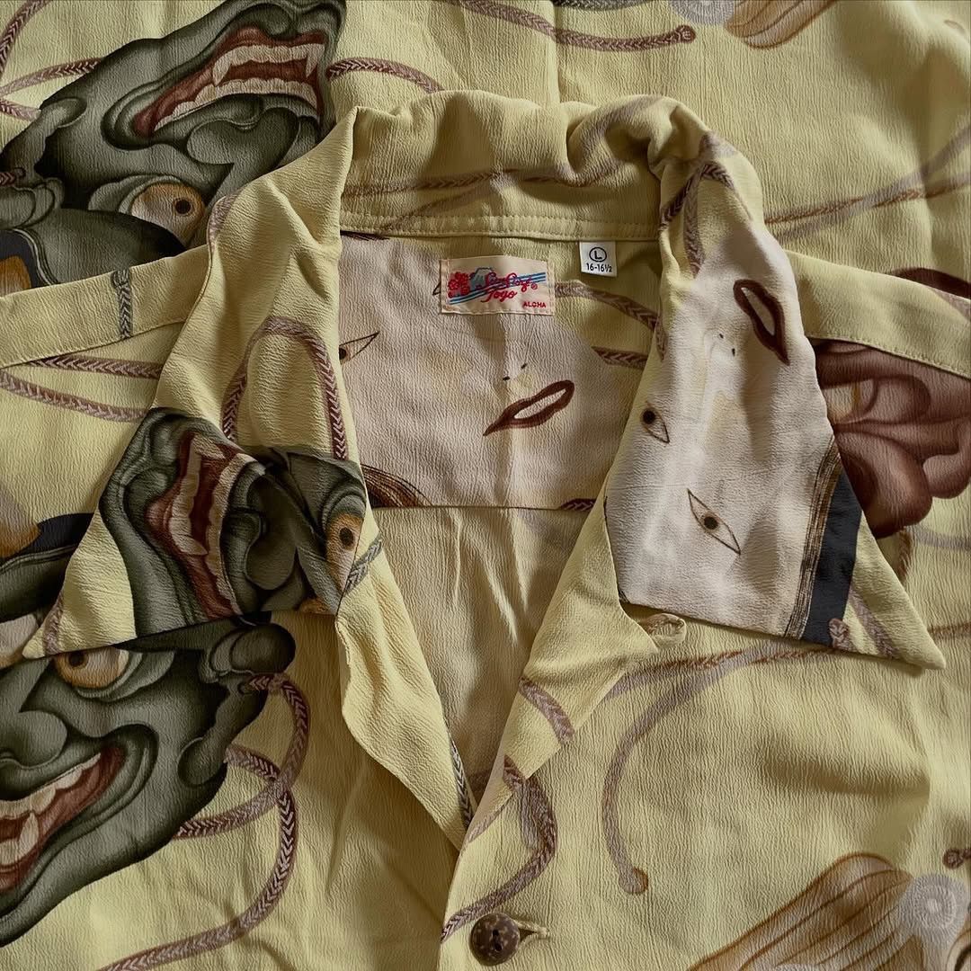 Sun Surf 🔥RARE🔥Sun Surf Noh Mask Hawaiian Aloha Shirt Size US L / EU 52-54 / 3 - 5 Thumbnail