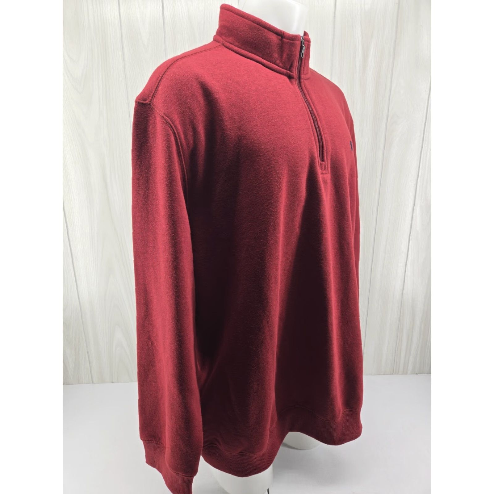 Izod VINTAGE Izod Sweater Mens 2XLT Tall Advantage 1/4 Zip Fleece Pullover Knit Mock Neck Red Cotton Polyester Solid 80s 90s Mens Size US XXL / EU 58 / 5 - 5 Thumbnail