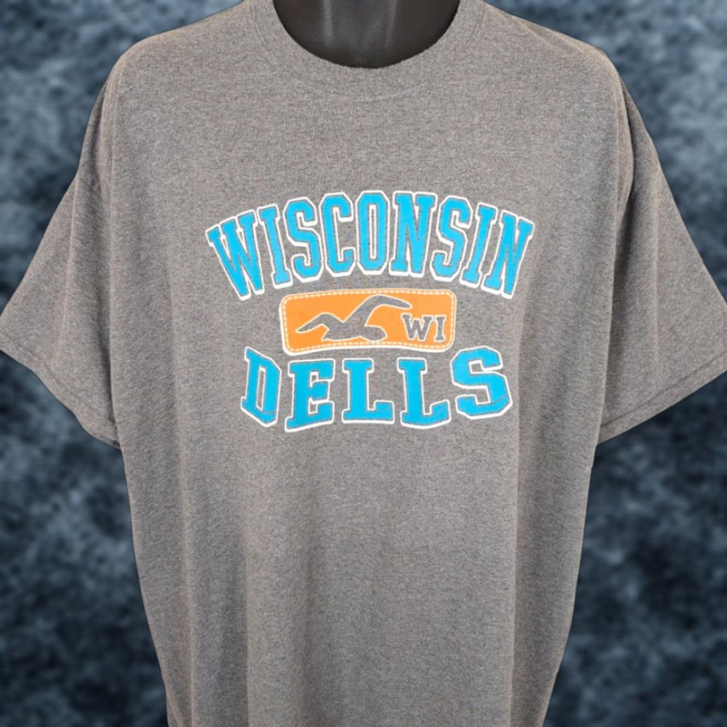 Gildan Wisconsin Dells T Shirt Mens 2XL Gray Travel Destination Tee Size US XXL / EU 58 / 5 - 1 Thumbnail