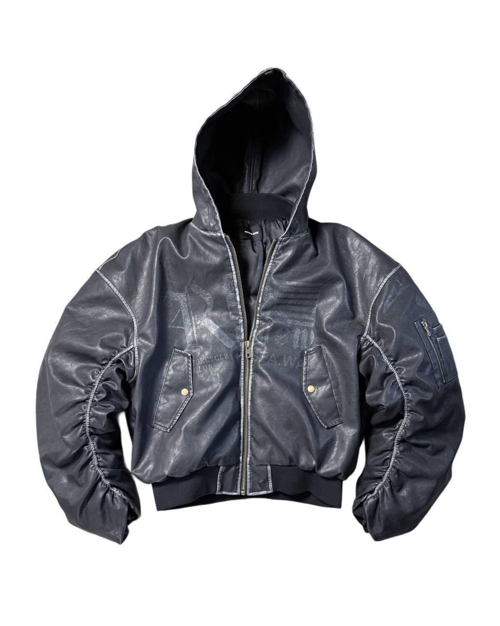 SOLD] REGEN ZONE Anarchy Oversized Hooded Leather Jacket