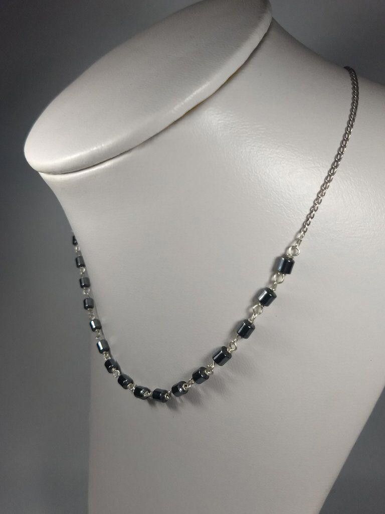 Handmade Mexican Handmade Sterling Silver Hematite Bead Necklace Size ONE SIZE - 2 Thumbnail