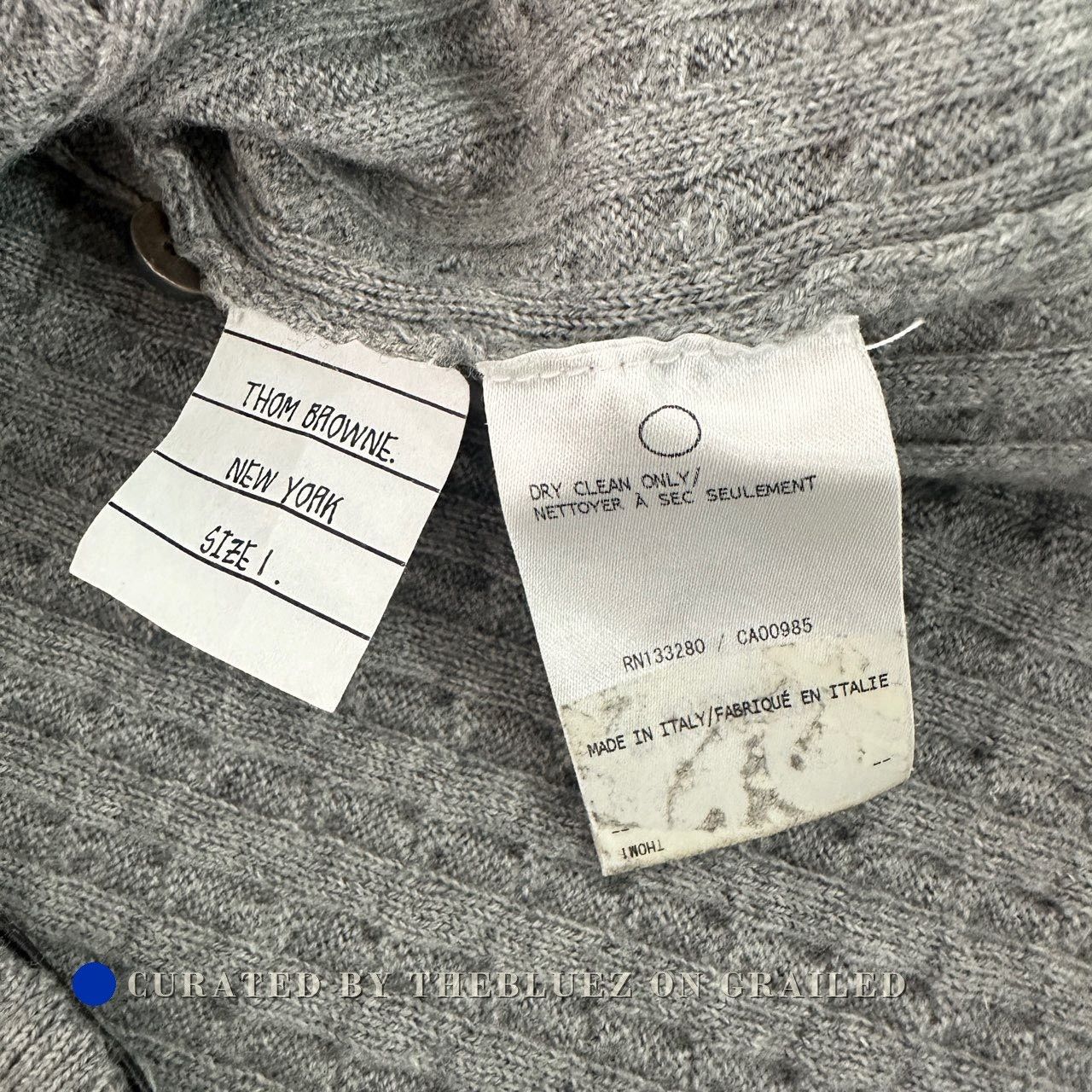 Thom Browne Thom Browne Gray V-Neck Sweater Size US S / EU 44-46 / 1 - 4 Thumbnail