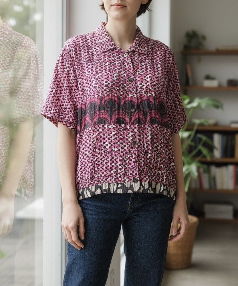 Yohji Yamamoto Vintage y’s for living multipattern boxy shirt Size US M / EU 48-50 / 2 - 3 Thumbnail