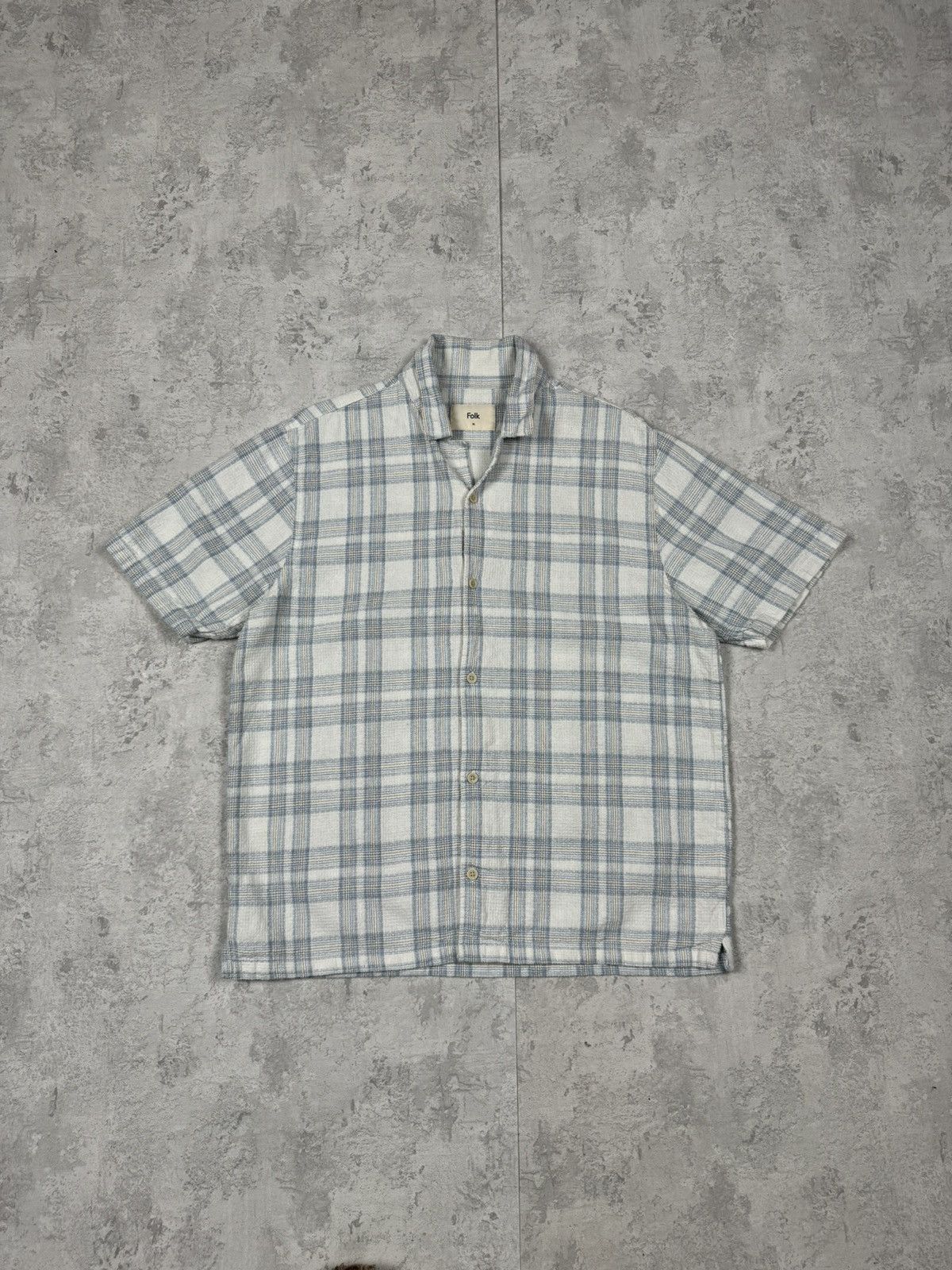 Folk Folk Linen Blend Plaid Short Sleeve Shirt Size XL Blue White Size US XL / EU 56 / 4 - 1 Thumbnail