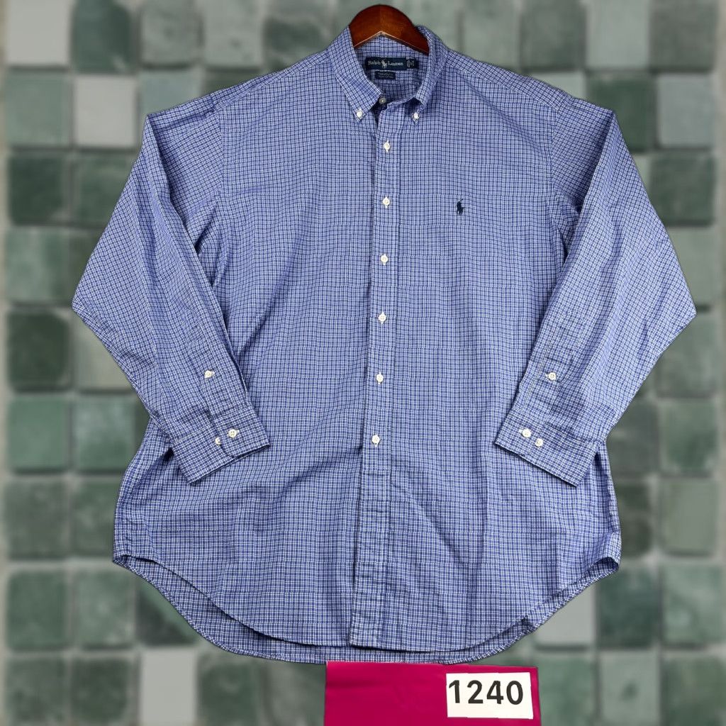 Ralph Lauren Ralph Lauren Yarmouth Shirt Mens 17 Blue Check Casual Button Down Long Sleeve Size US XL / EU 56 / 4 - 1 Thumbnail