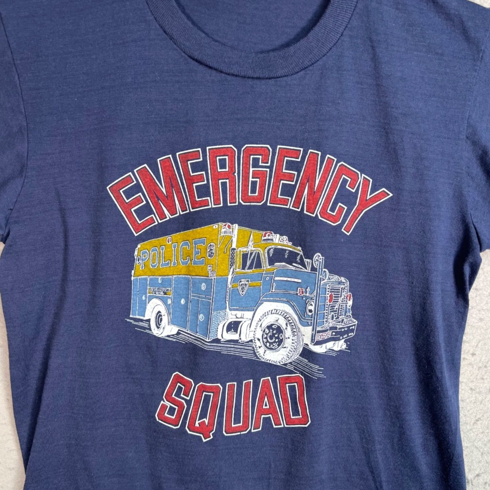 Vintage VINTAGE Screen Stars Police Emergency Squad T Shirt Mens Medium Blue 90s 1980s Shirt Size US M / EU 48-50 / 2 - 4 Thumbnail