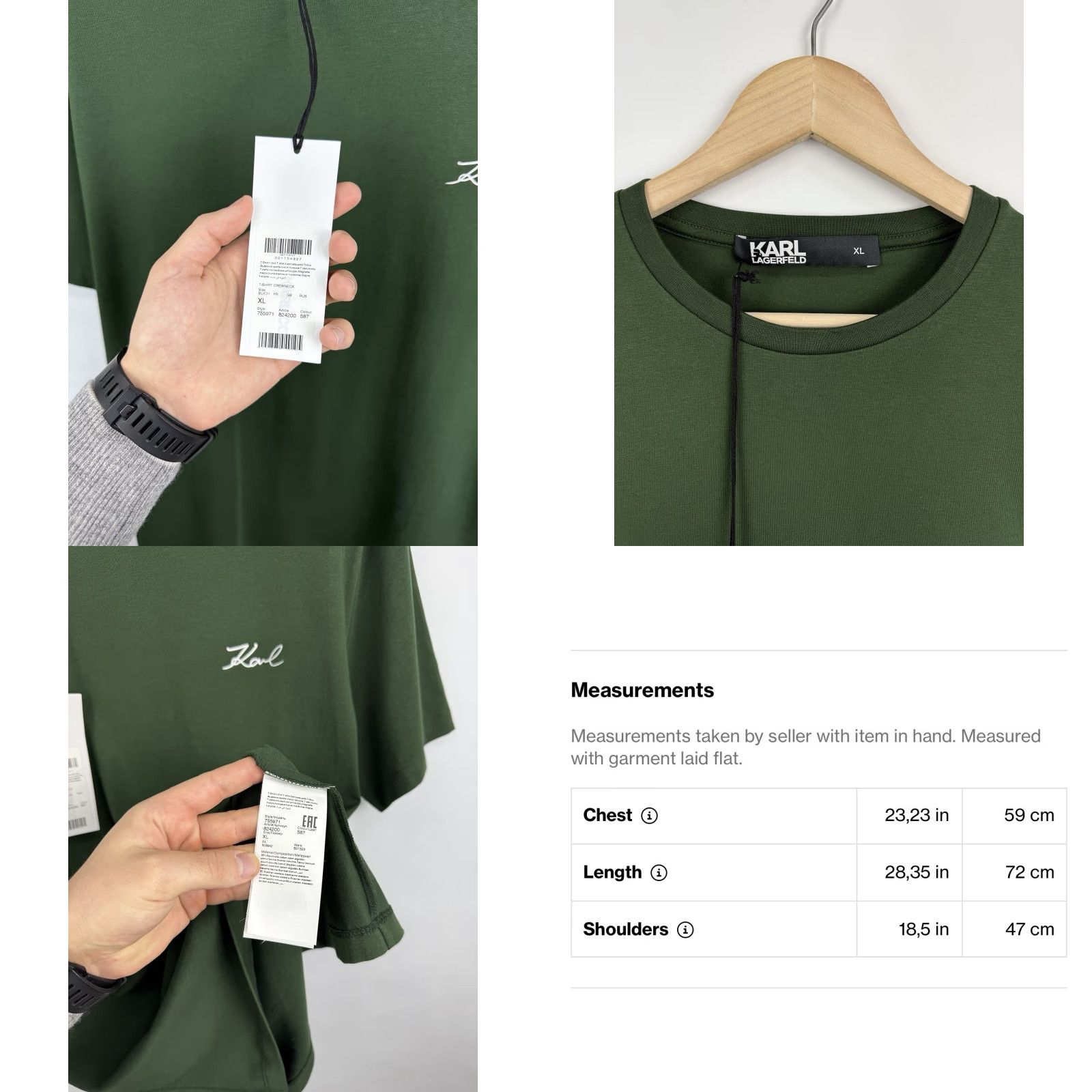 Karl Lagerfeld Karl Lagerfeld T-Shirt XL Green, Classic Luxury, Men, New with Tag, Rare, France Size US XL / EU 56 / 4 - 8 Thumbnail